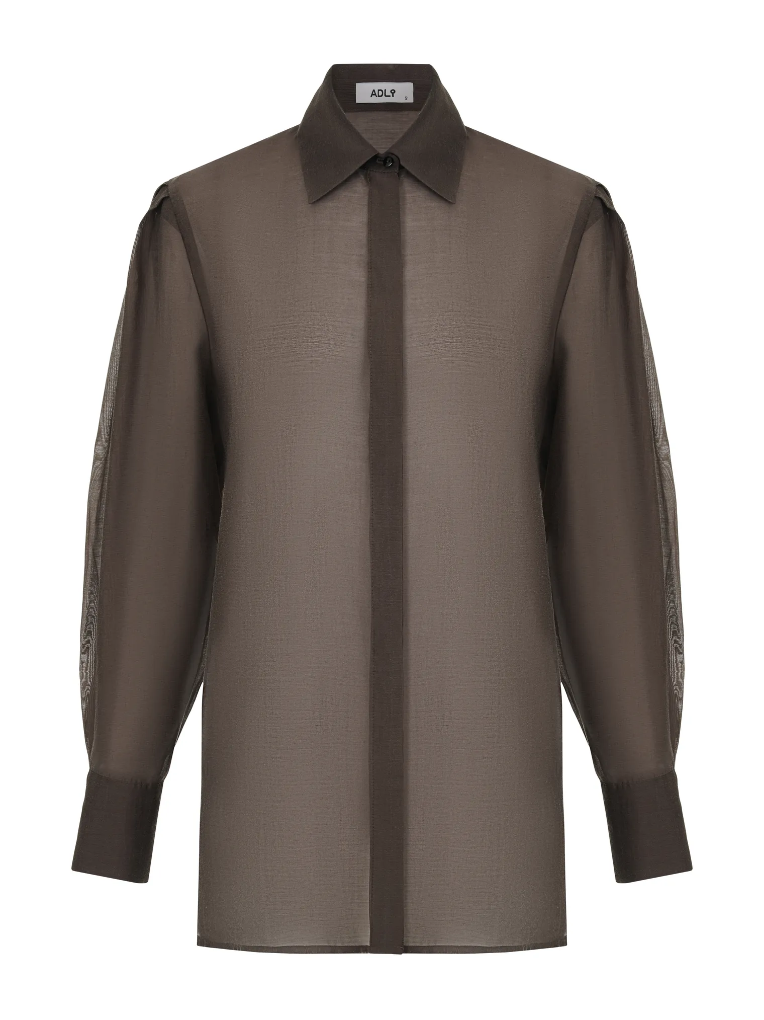 Рубашка из прозрачной ткани шоколадного цвета фото 8