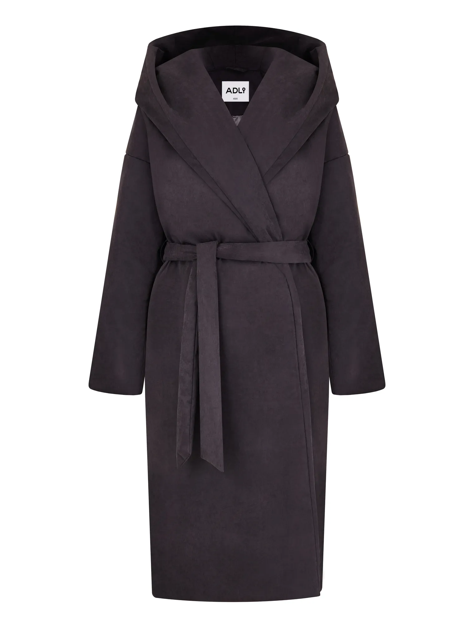 Пальто утепленное с капюшоном цвета антрацит фото 9