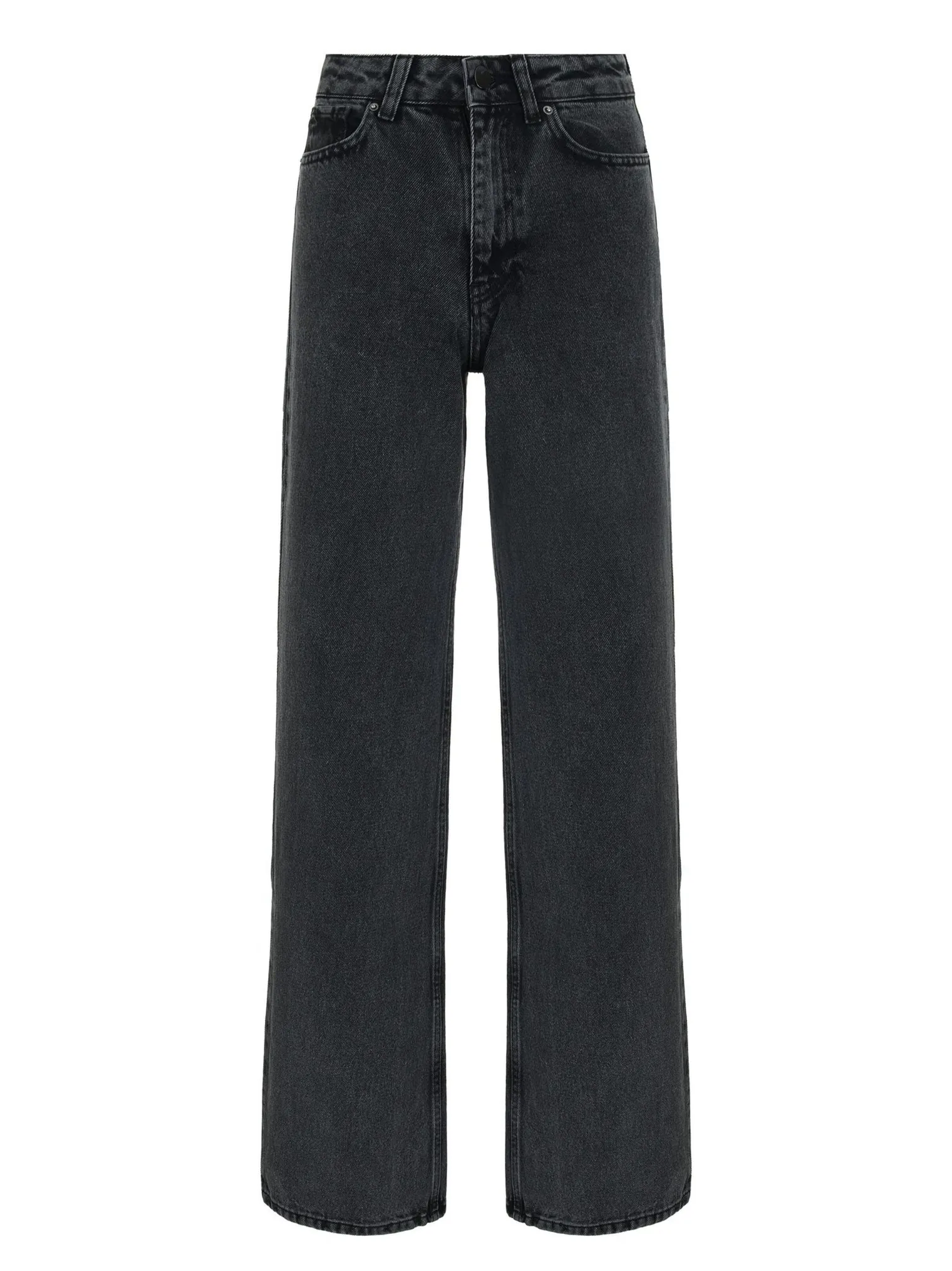 Джинсы широкого кроя с завышенной талией графитового цвета фото 1