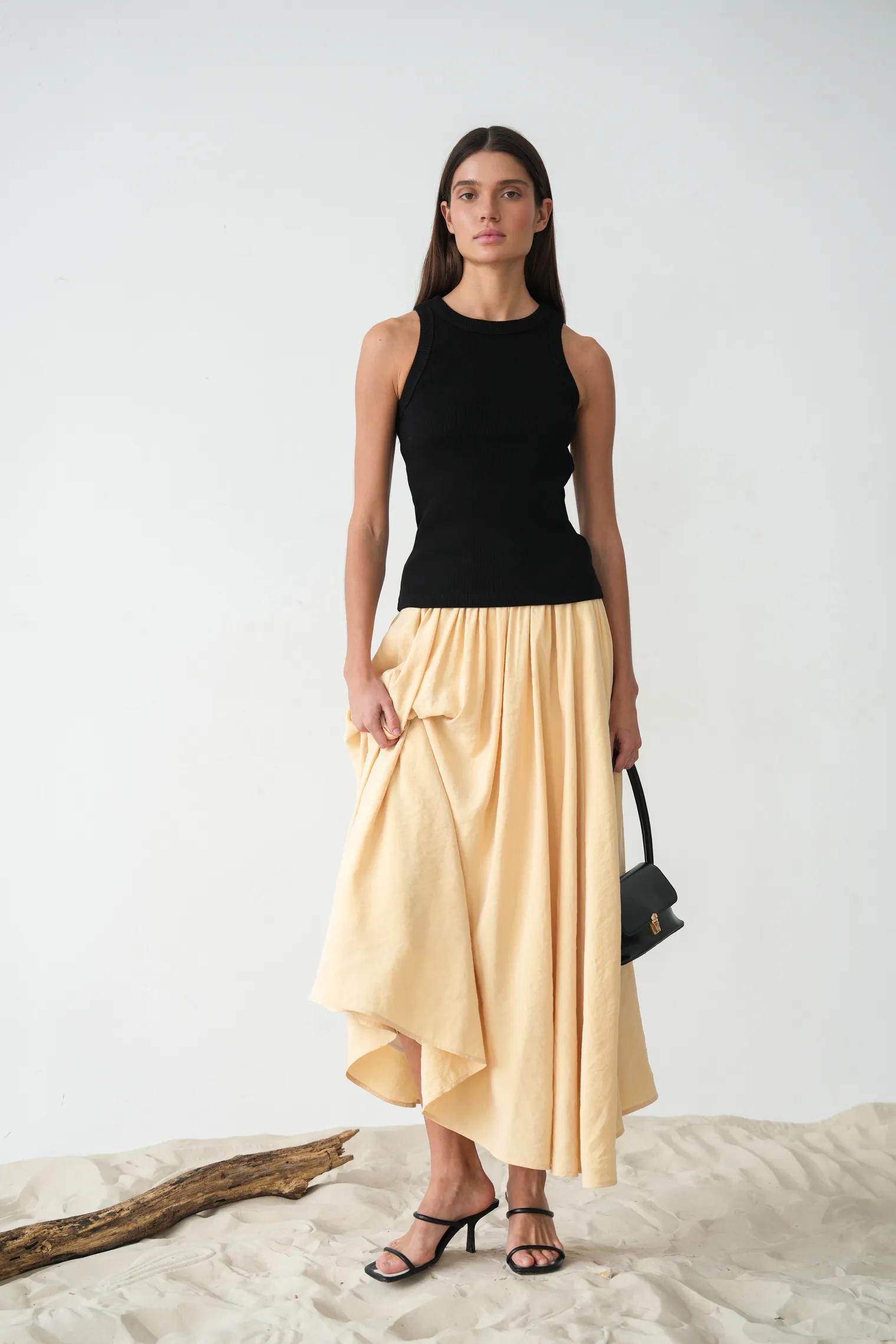 Юбка миди соломенного цвета фото 1