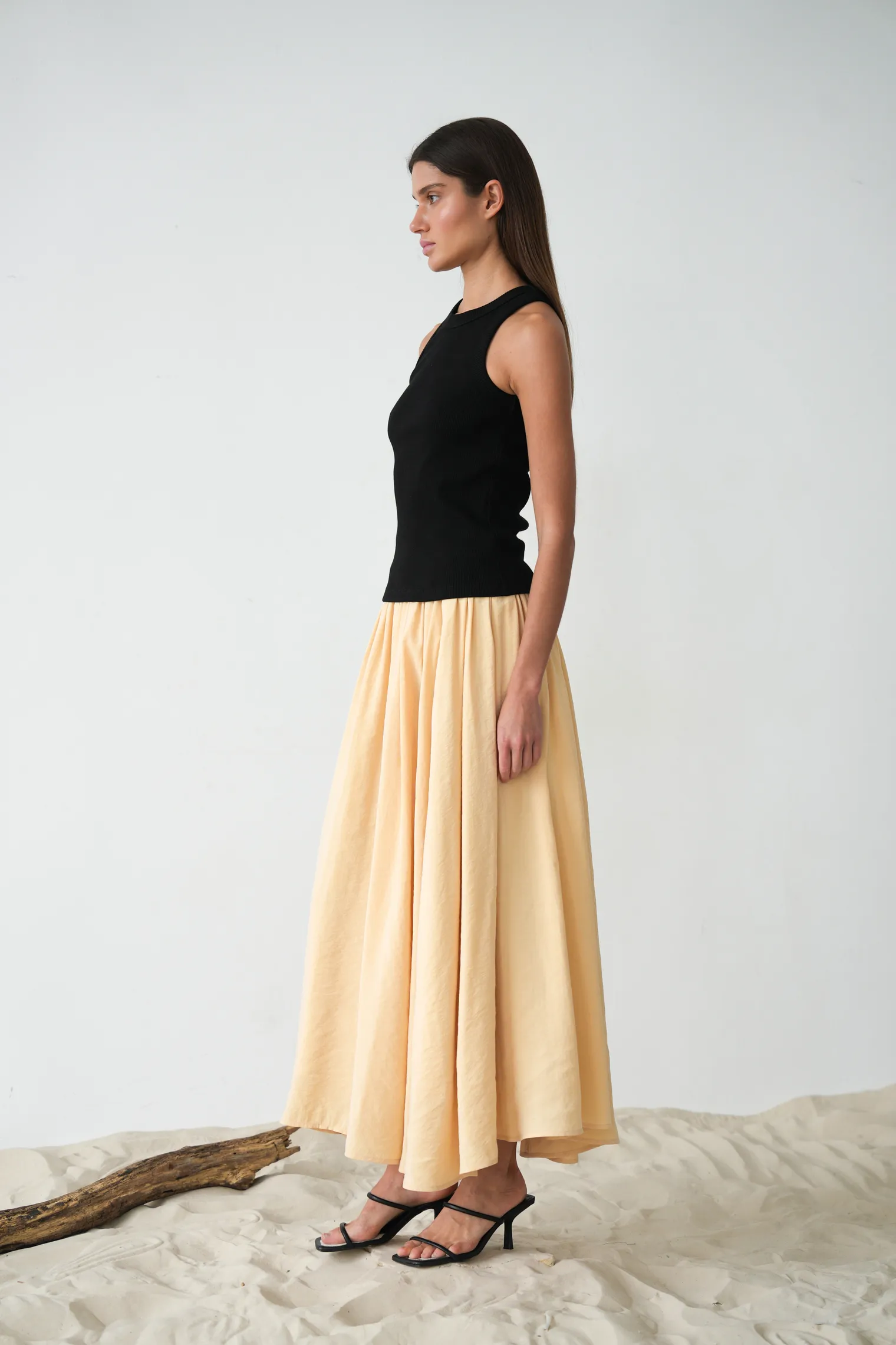 Юбка миди соломенного цвета фото 3