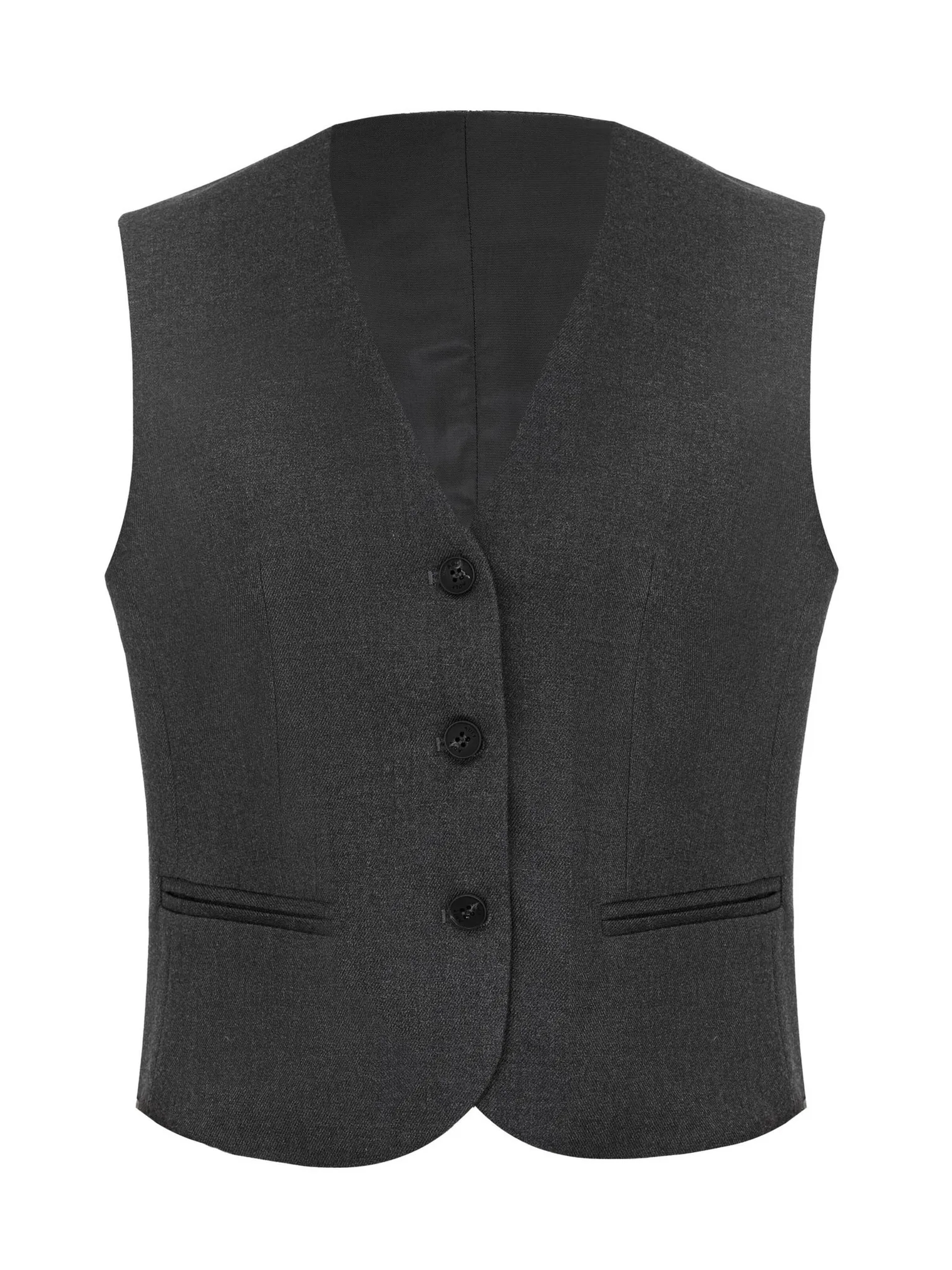 Однобортный жилет с пуговицами графитового цвета фото 8