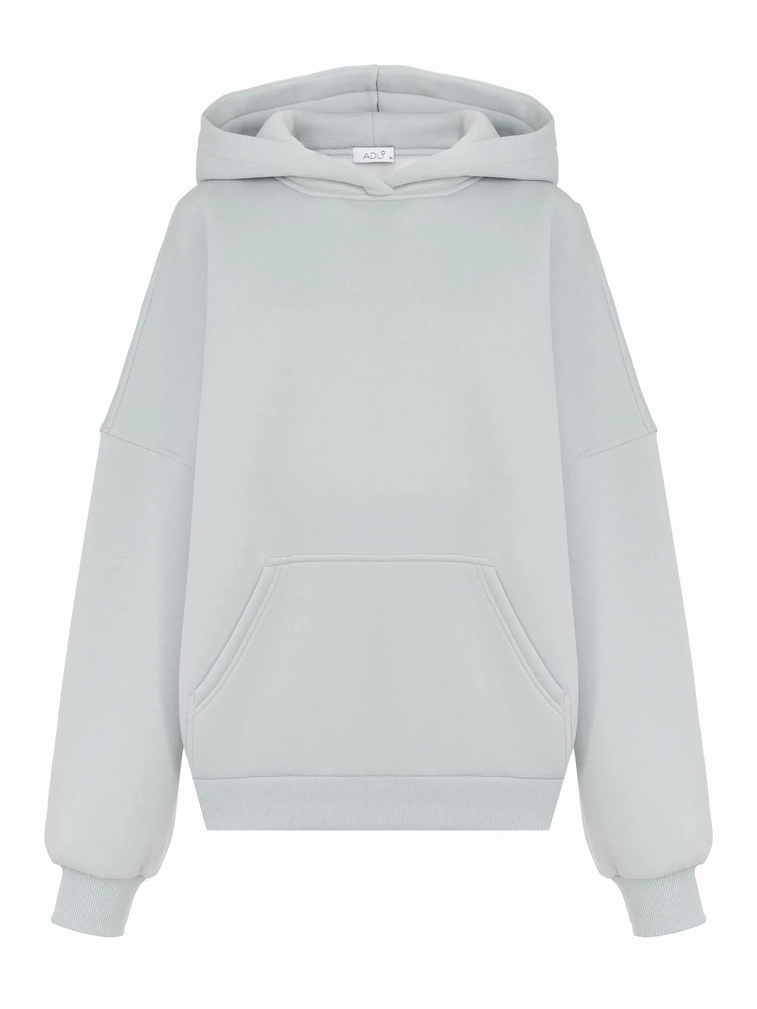 Худи свободного кроя с капюшоном серо-оливкового цвета фото 1