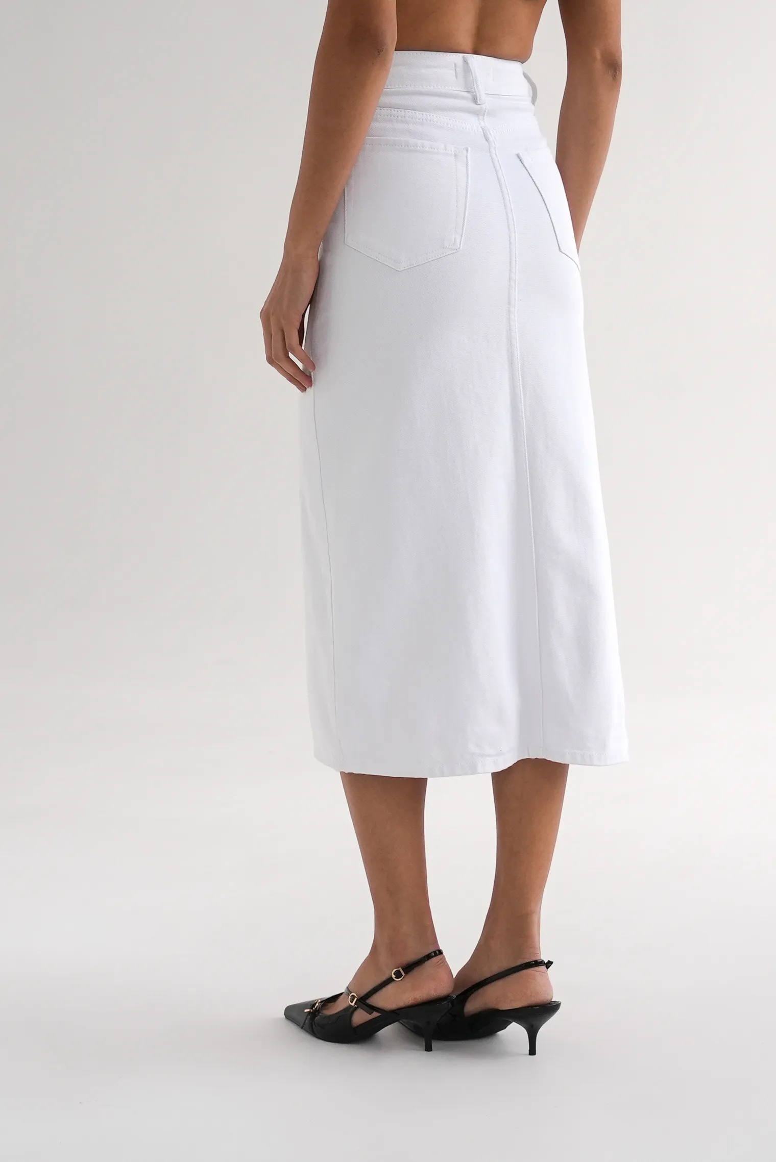 Юбка миди джинсовая белого цвета фото 7