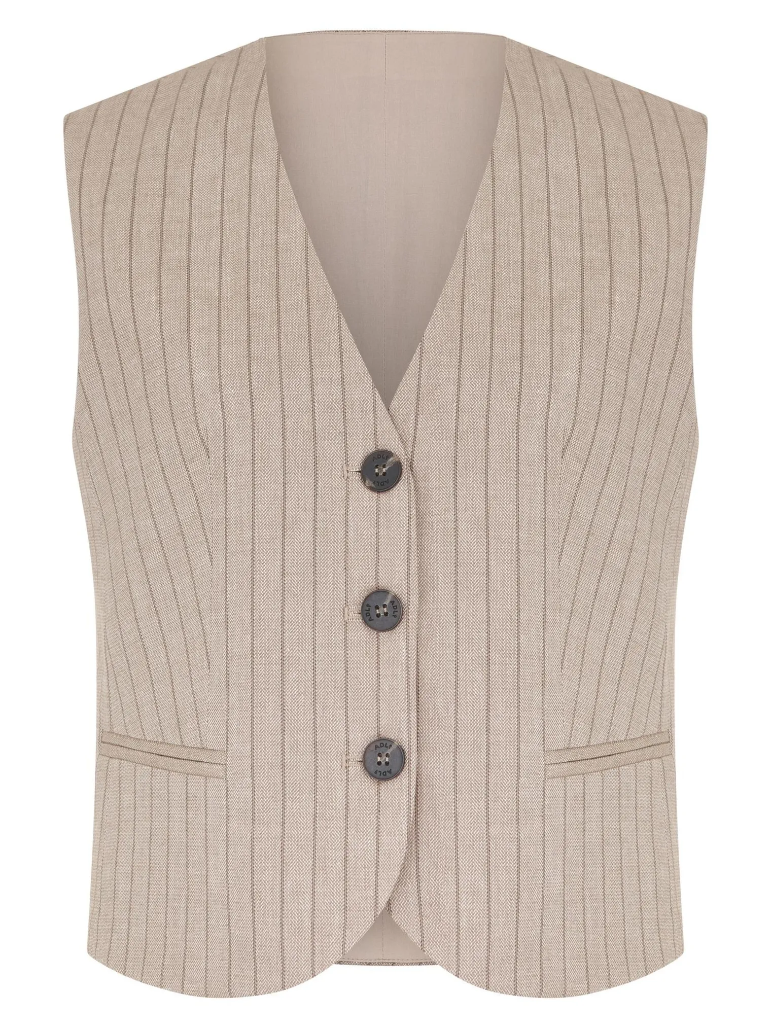 Жилет изо льна в полоску цвета капучино фото 1
