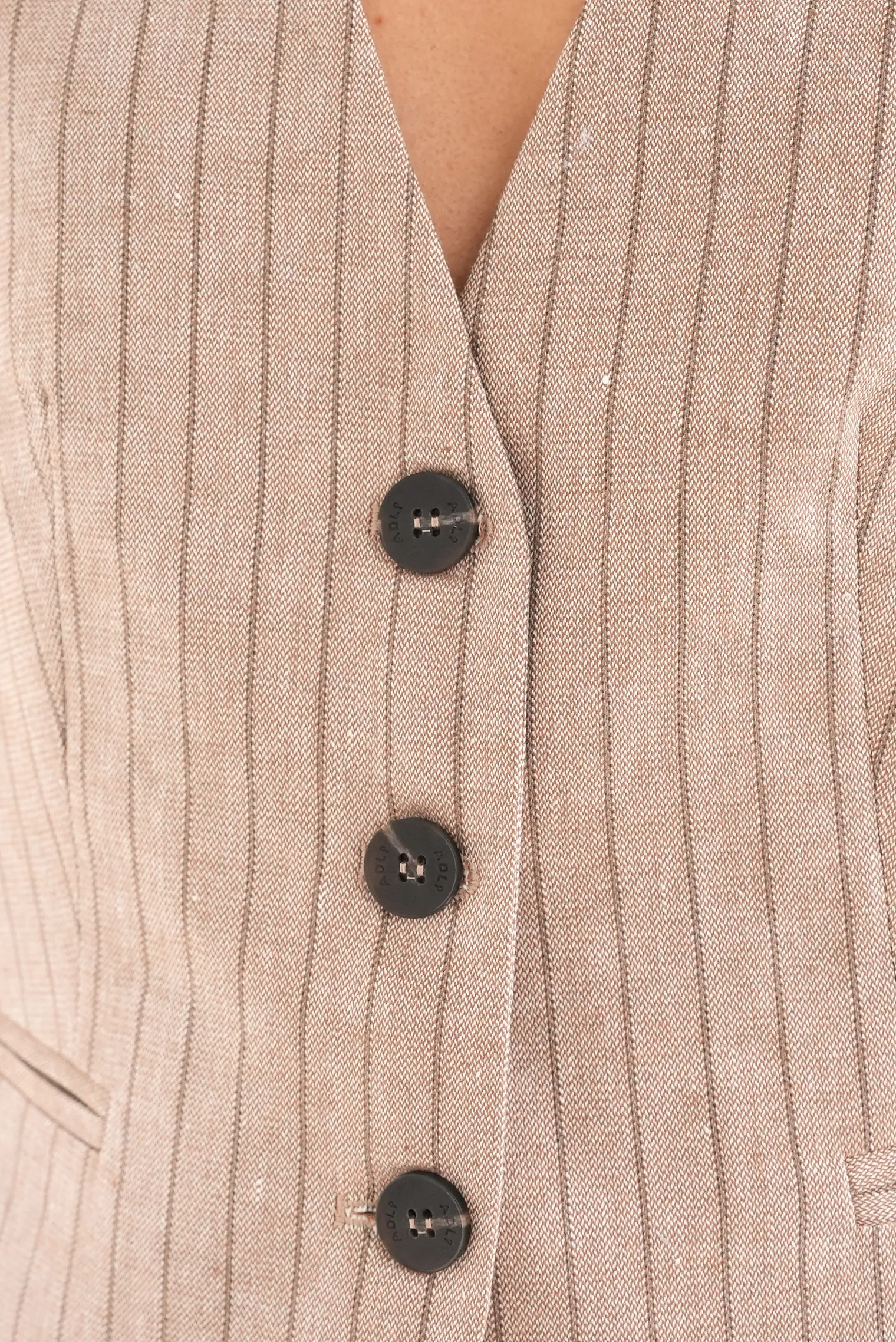 Жилет изо льна в полоску цвета капучино фото 2