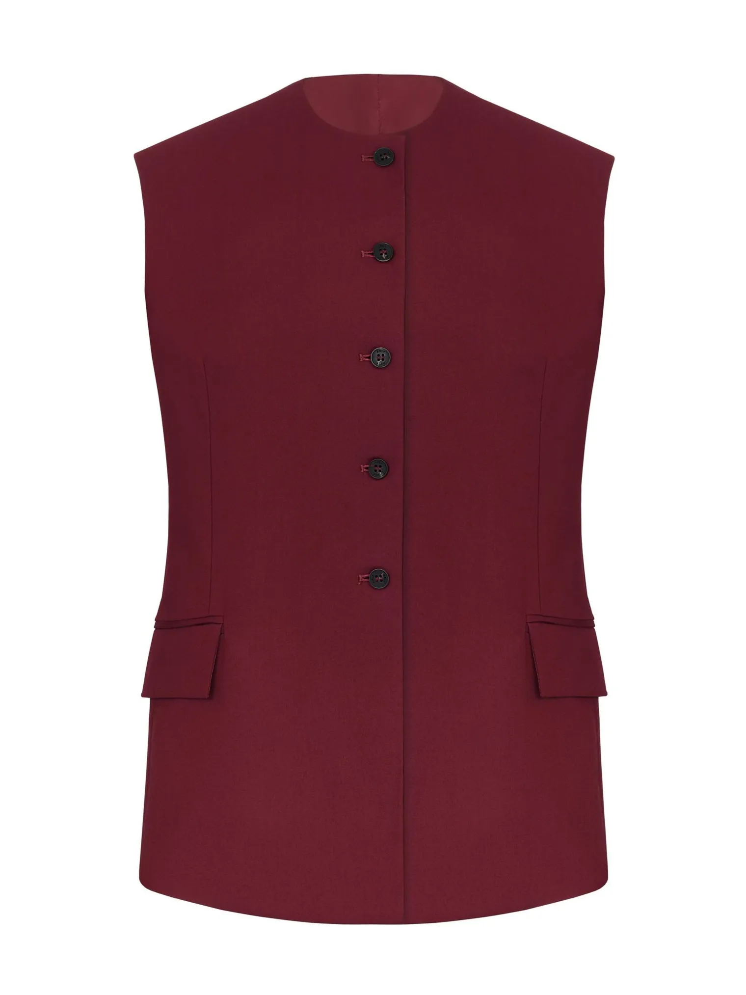 Однобортный жилет в пуговицами винного цвета фото 8