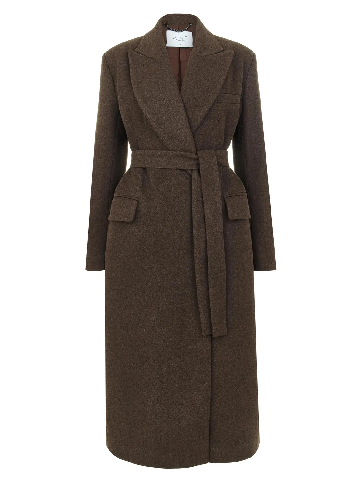 Зимнее двубортное пальто с контрастным воротником шоколадного цвета фото 8