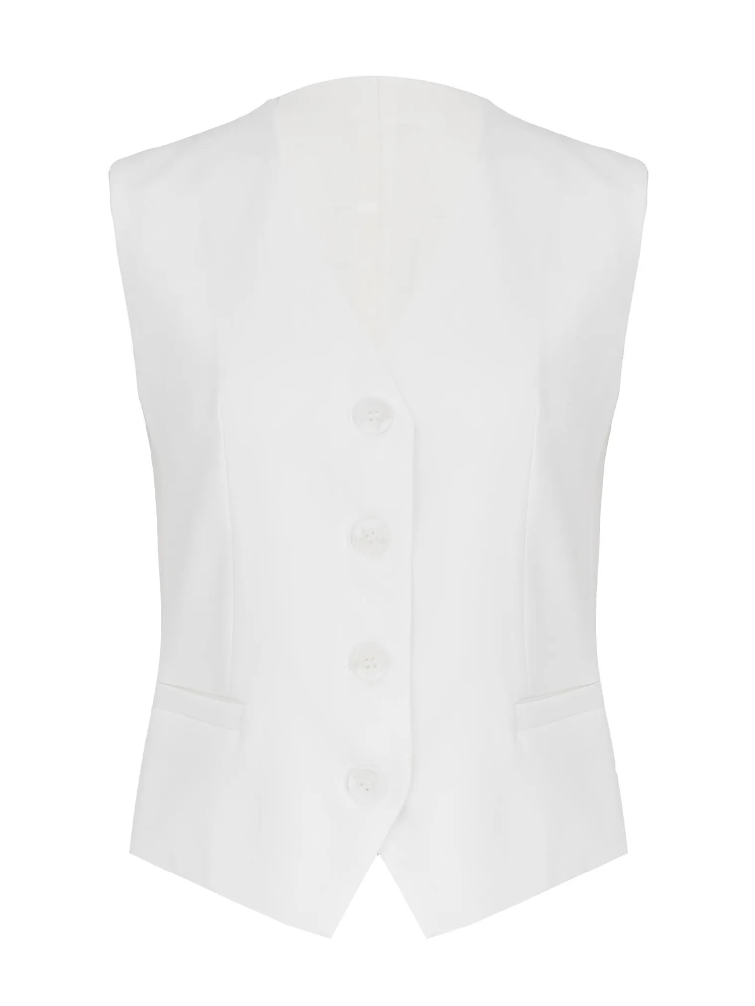Однобортный жилет с пуговицами белого цвета фото 8