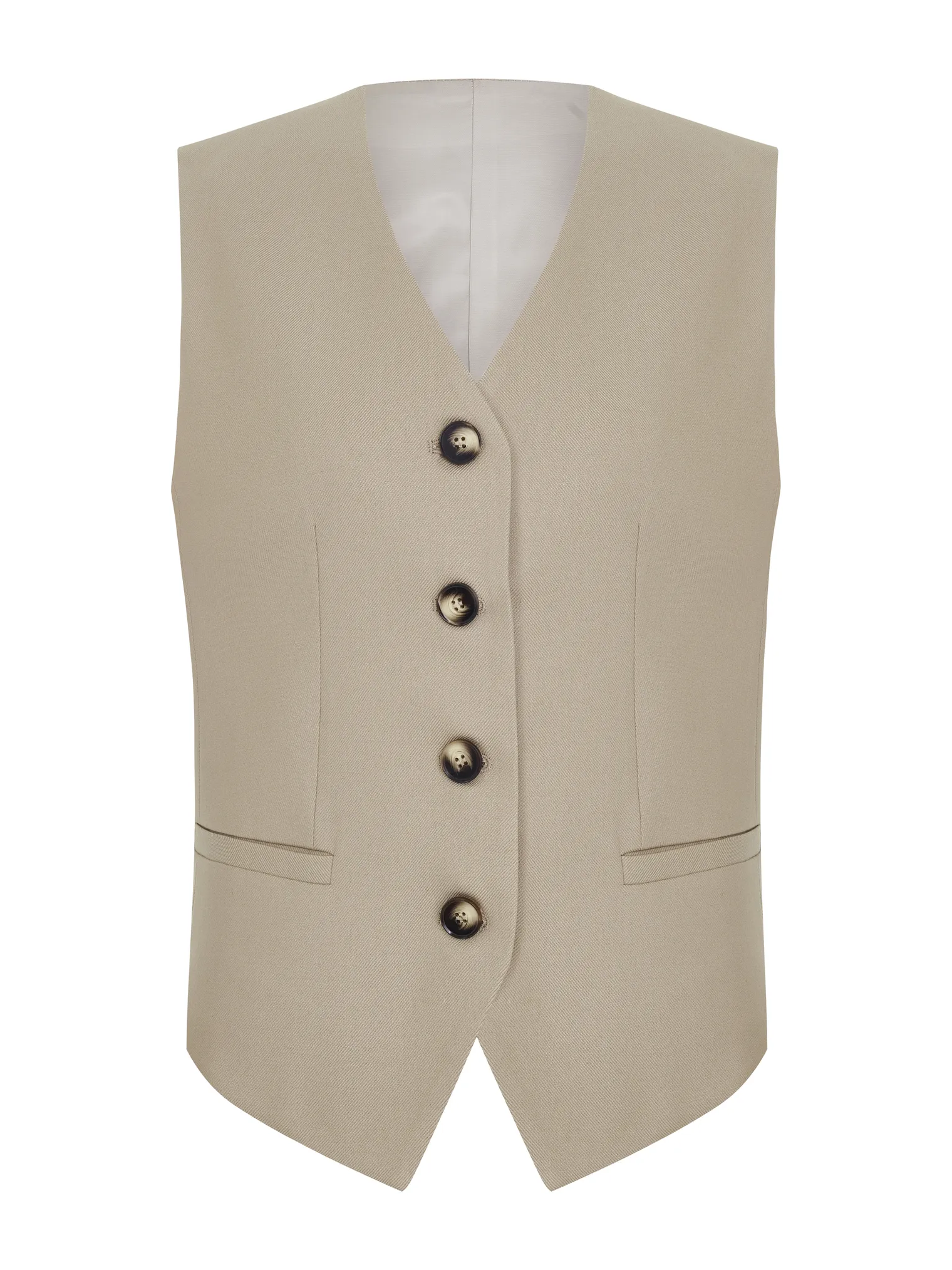 Однобортный жилет с пуговицами бежевого цвета фото 8