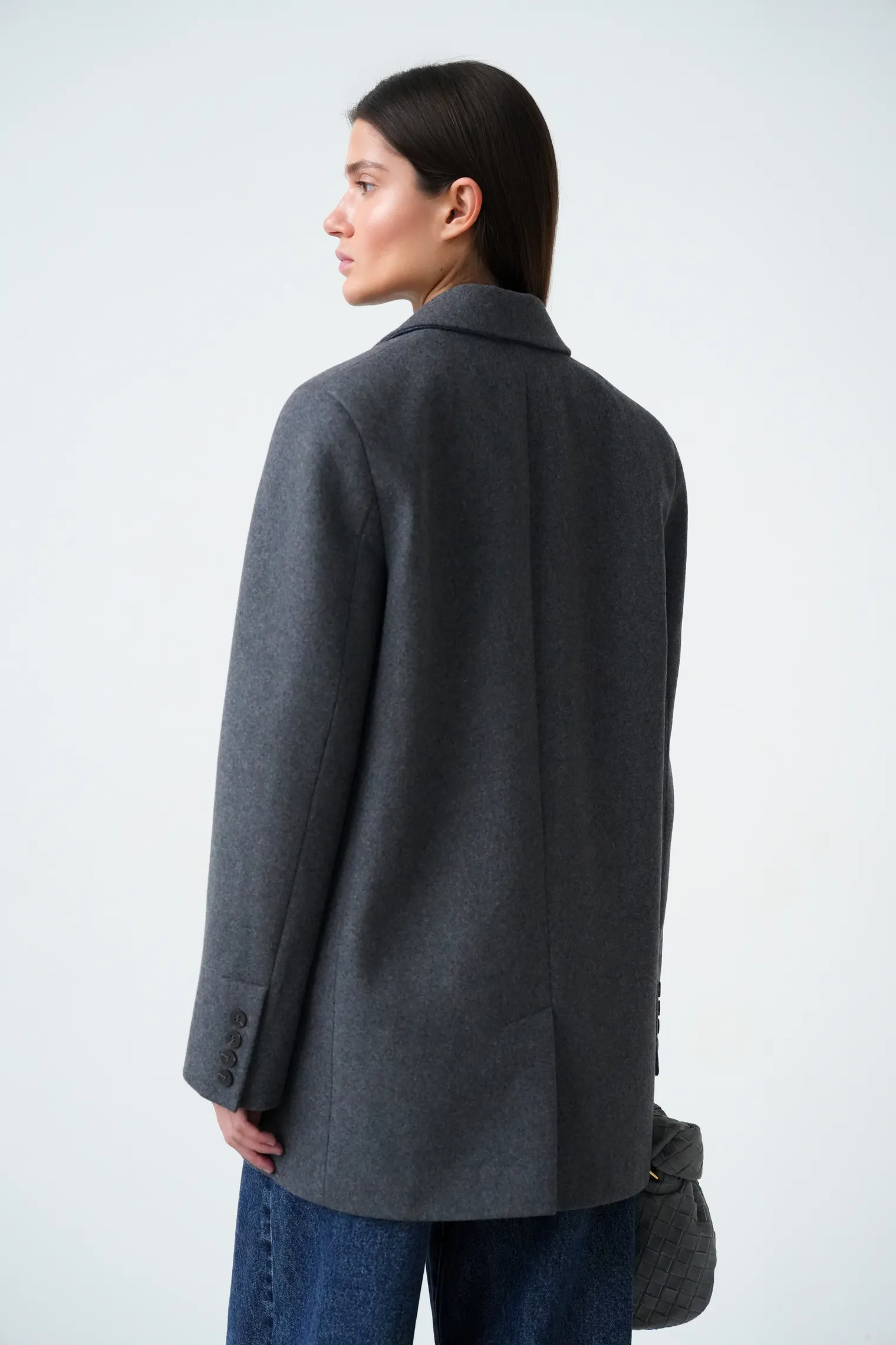 Пальто-жакет однобортное графитового цвета фото 4