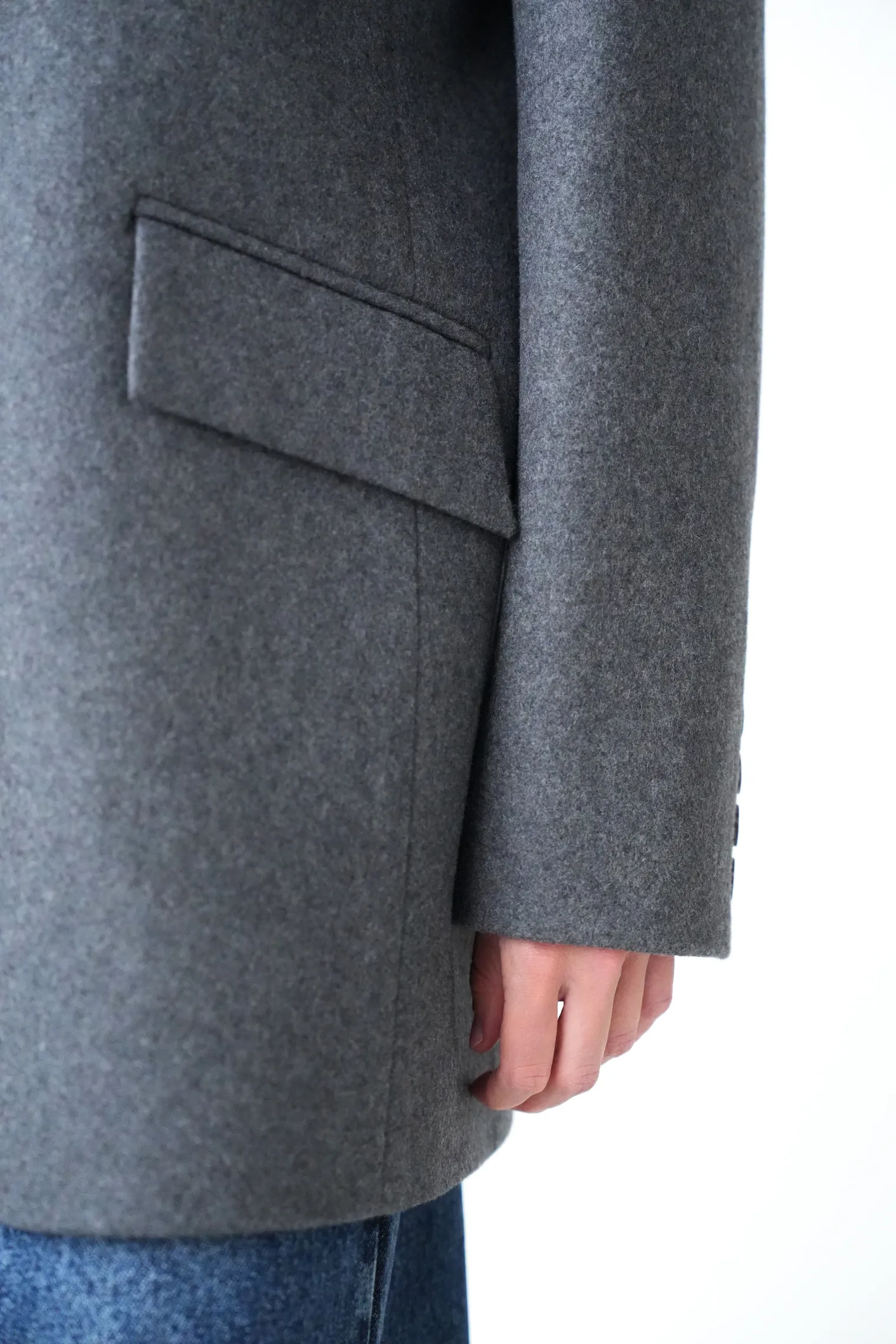 Пальто-жакет однобортное графитового цвета фото 8