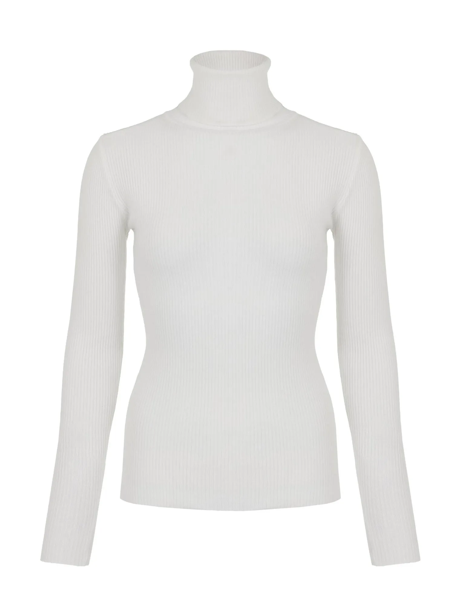Водолазка мелкой вязки с высоким воротником белого цвета фото 8