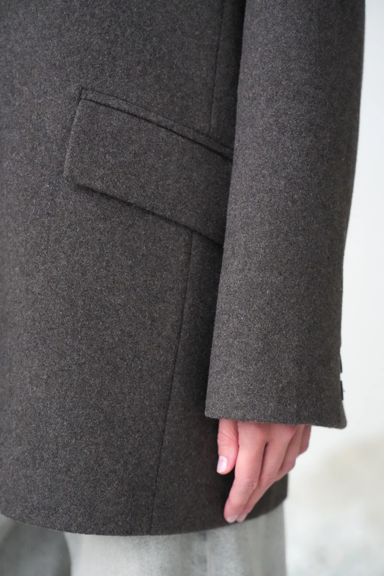 Пальто-жакет однобортное цвета шоколадный меланж фото 8