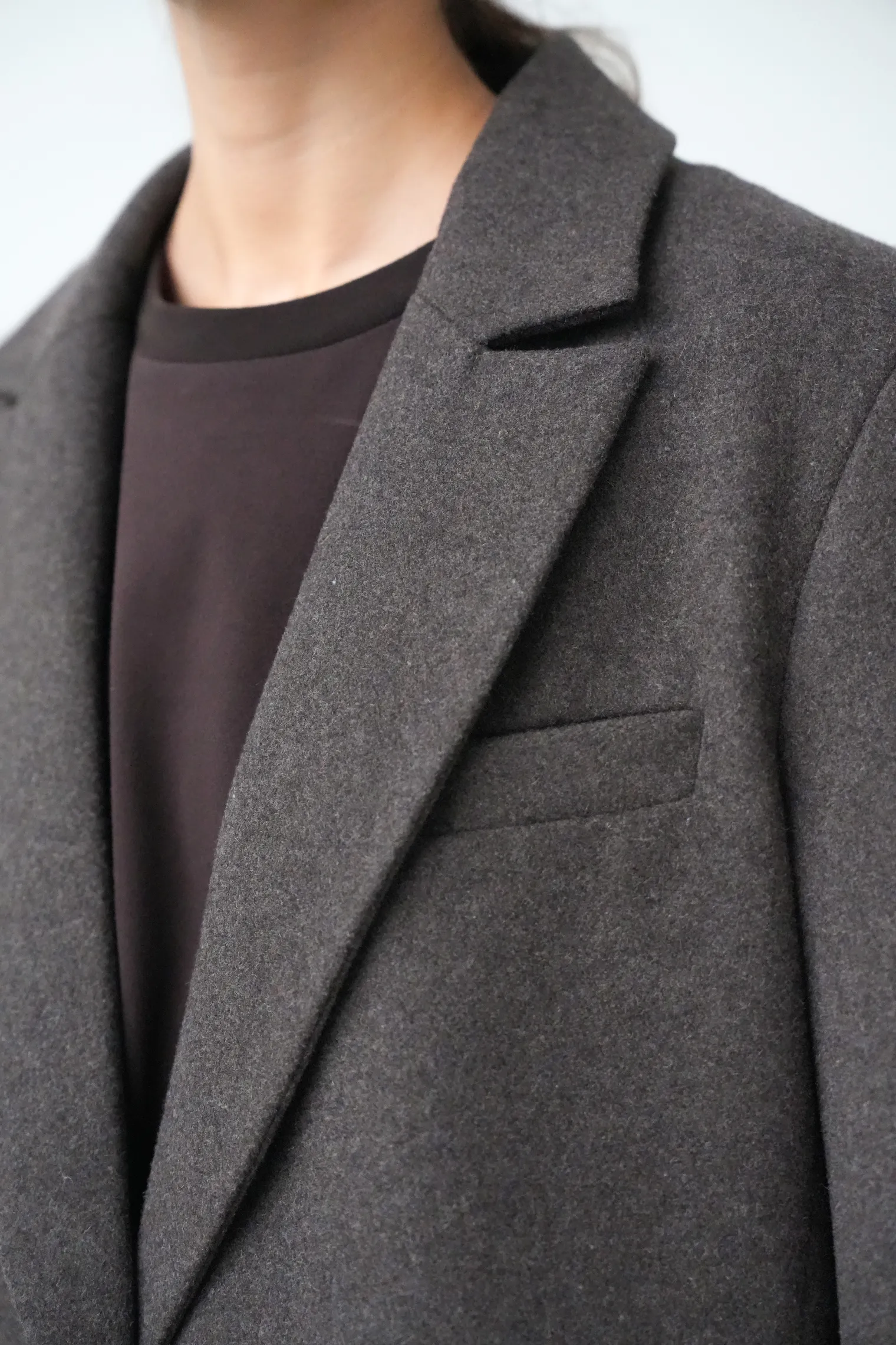 Пальто-жакет однобортное цвета шоколадный меланж фото 2