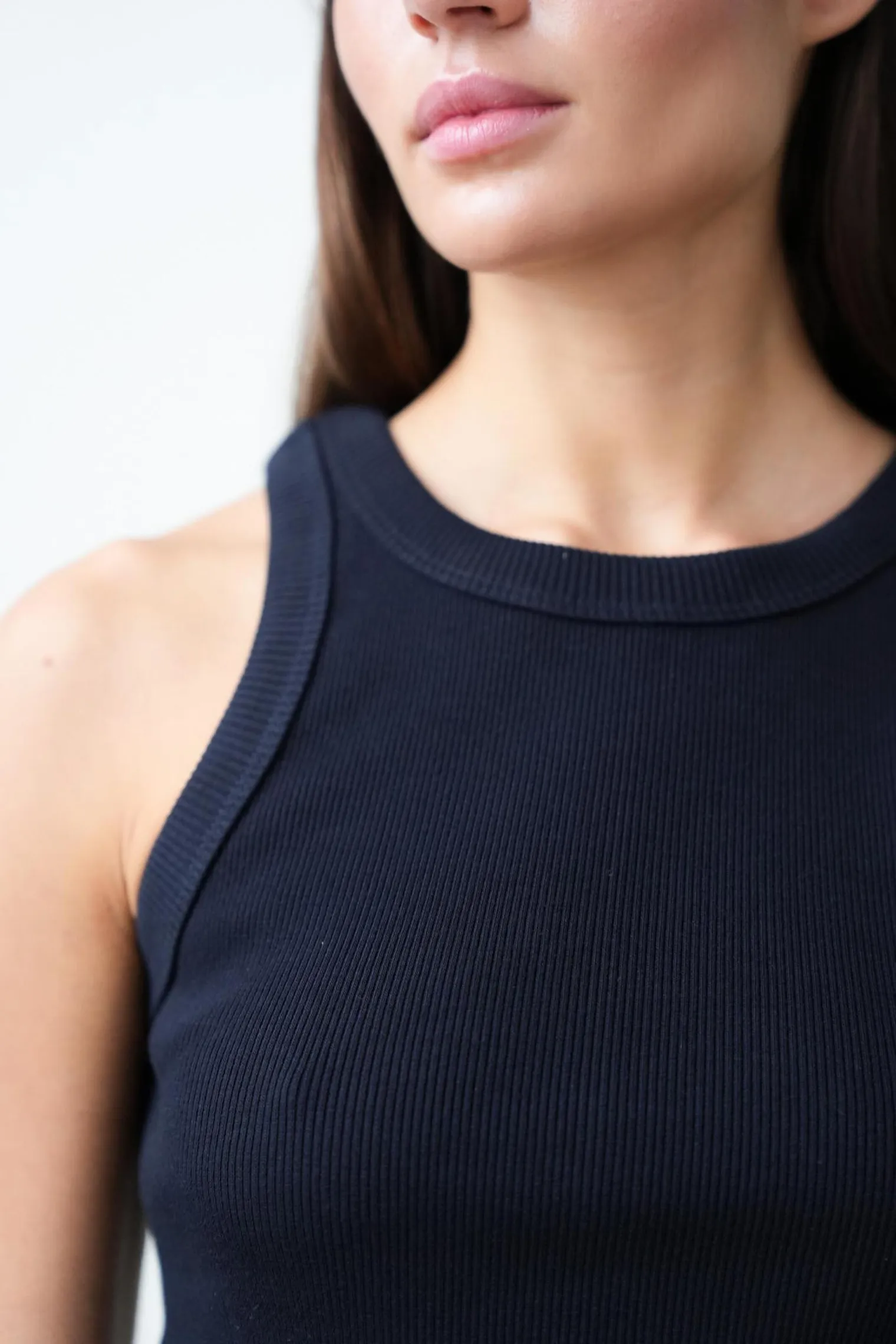 Майка в рубчик тёмно-синего цвета фото 2