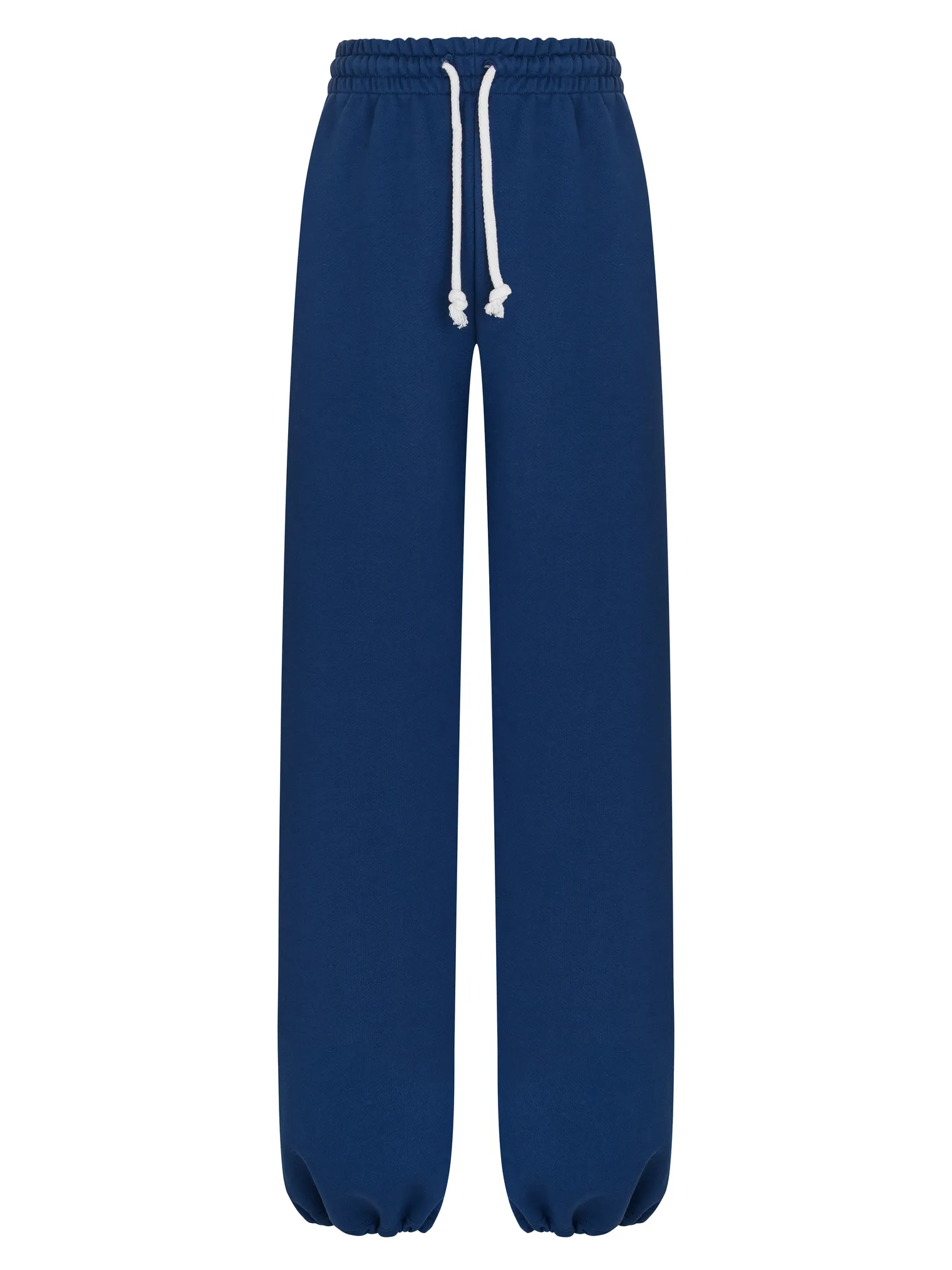 Брюки из плотного хлопка прямого кроя на кулисе цвета ниагара фото 1