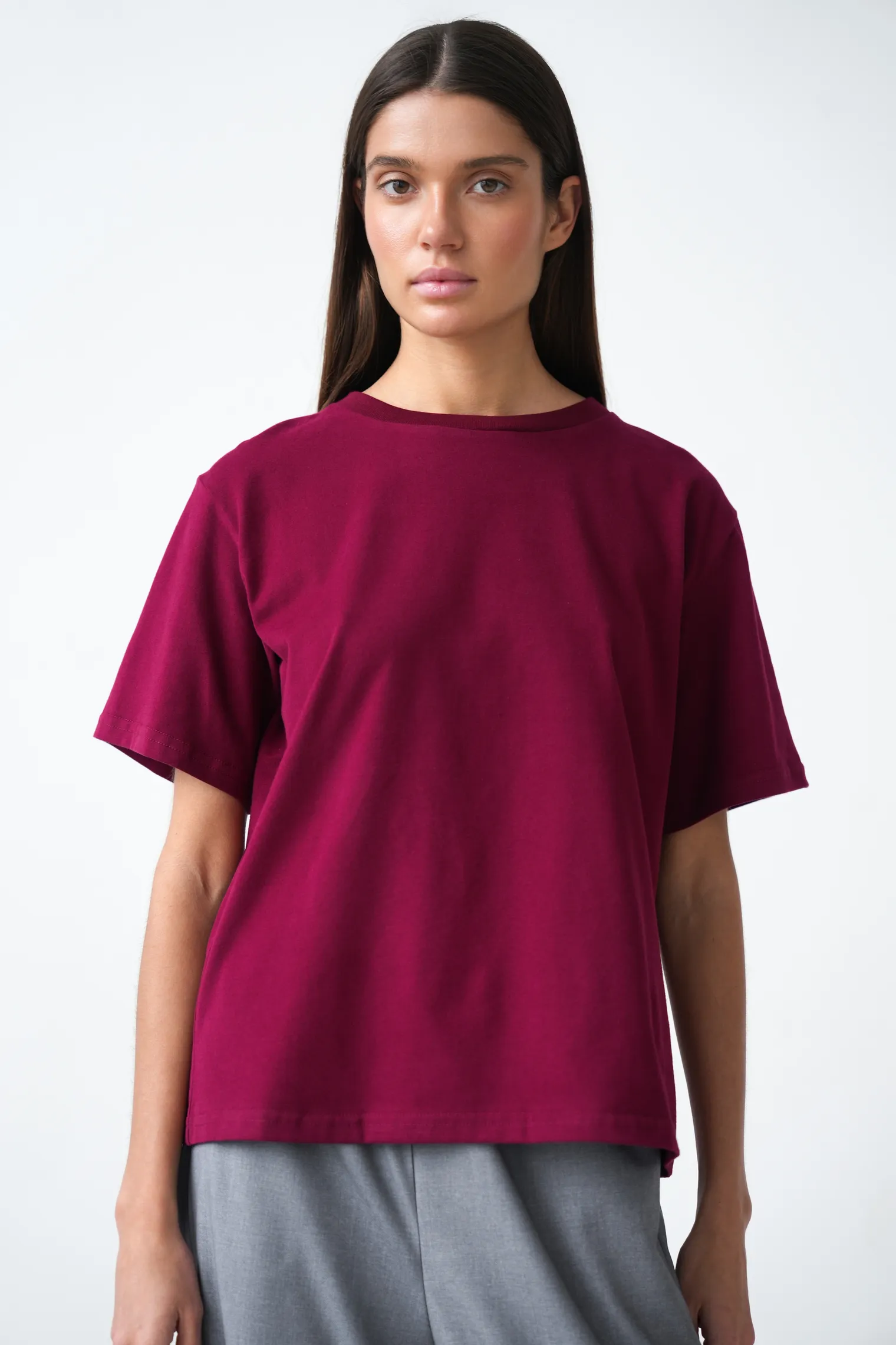 Футболка свободного кроя цвета марсала фото 1