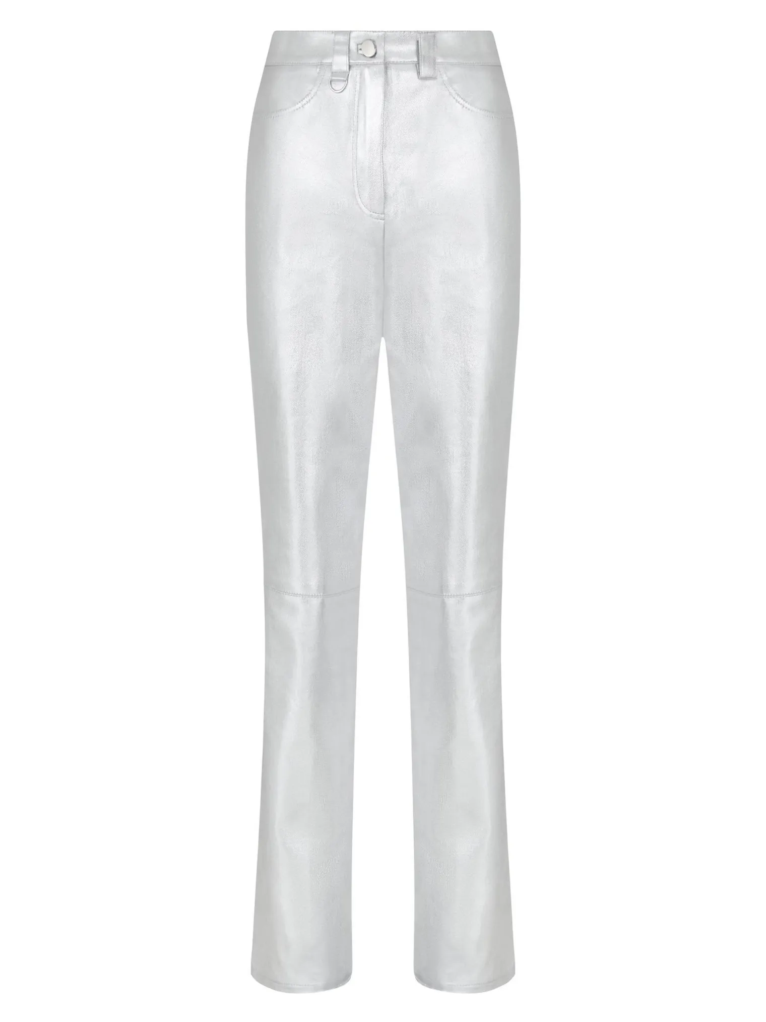 Брюки широкого кроя с завышенной талией стального цвета фото 8