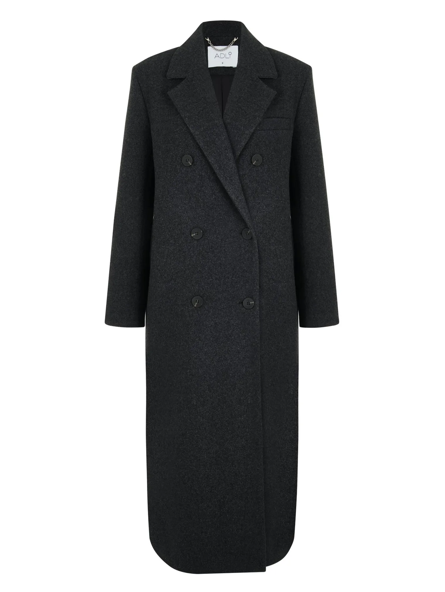 Пальто двубортное с втачным рукавом с поясом графитового цвета фото 9