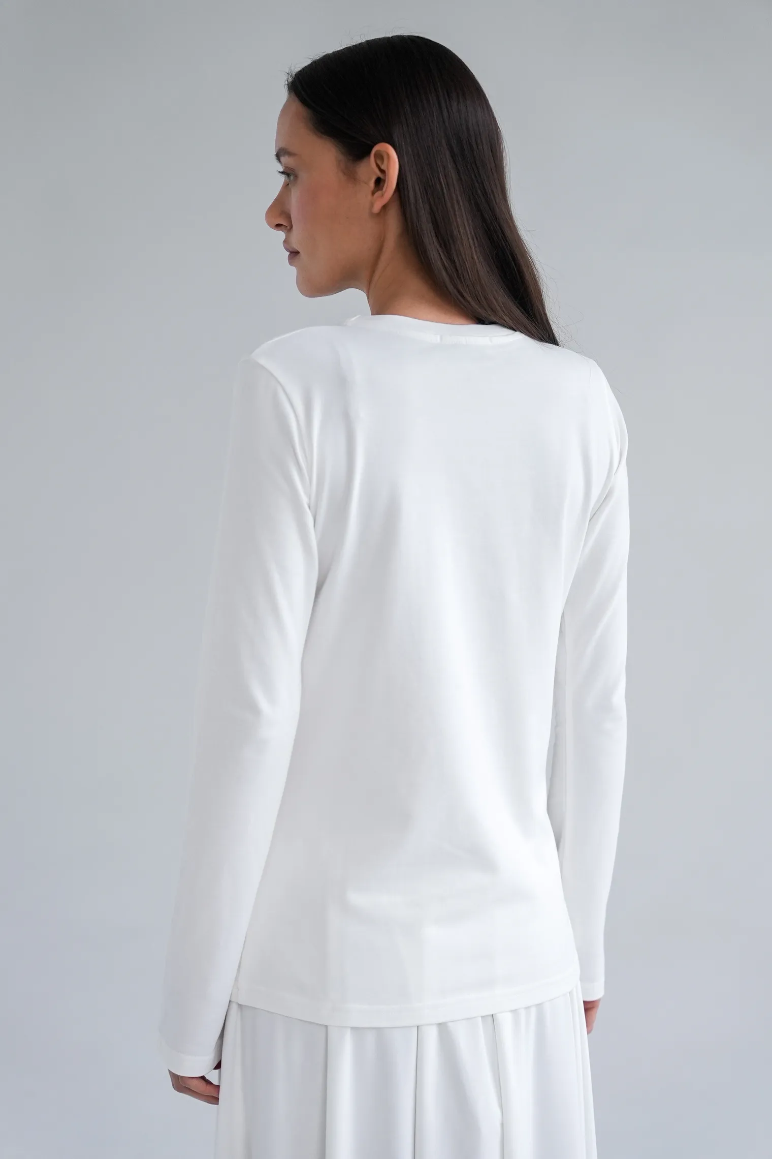 Лонгслив базовый цвета тофу фото 4