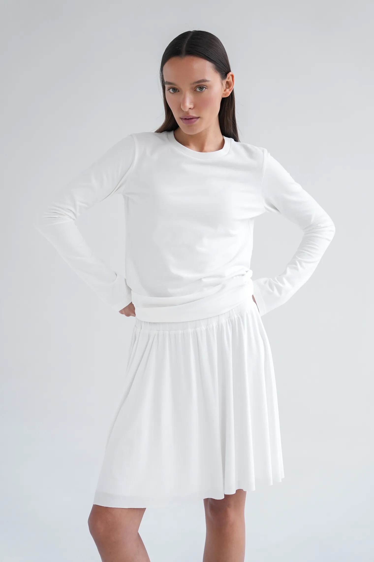 Лонгслив базовый цвета тофу фото 9