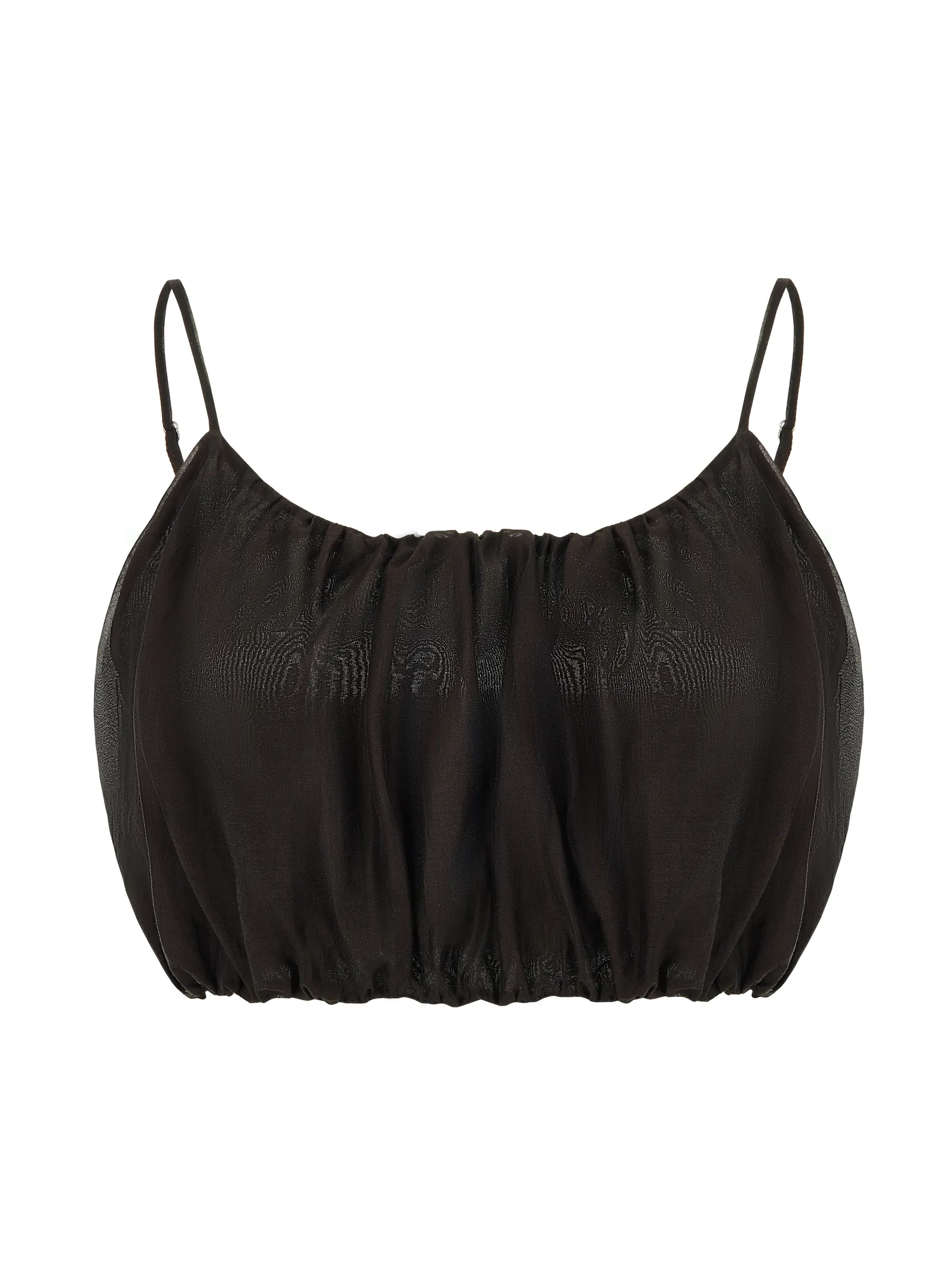 Топ укороченный из прозрачной ткани цвета горький шоколад фото 8