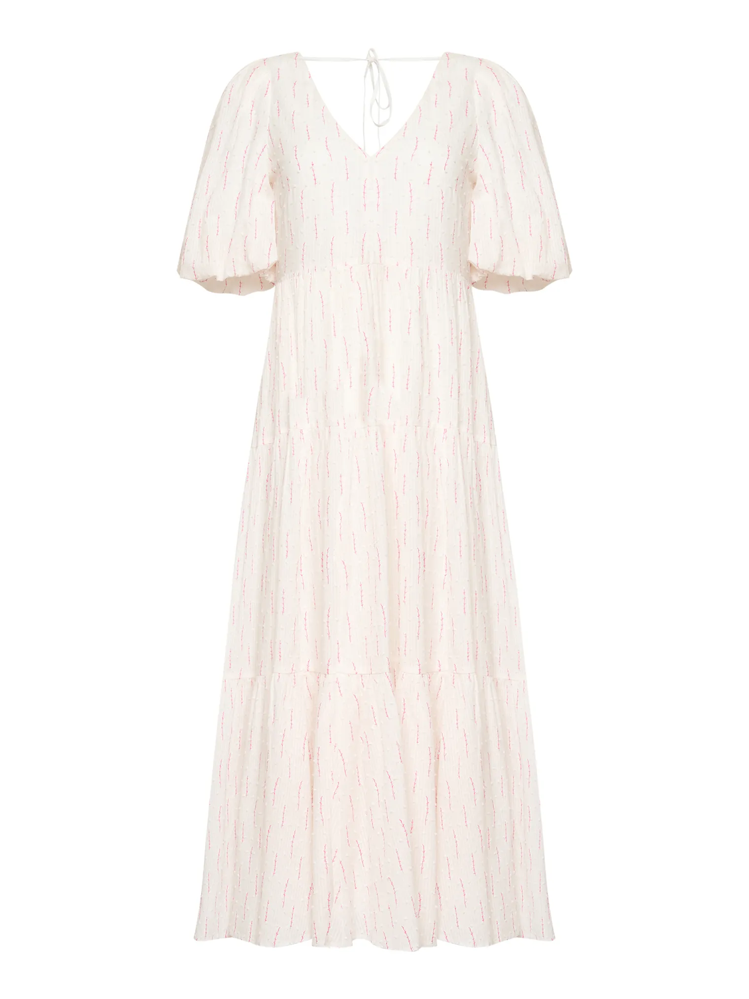 Платье миди ярусное в цвете белый/розовый фото 1