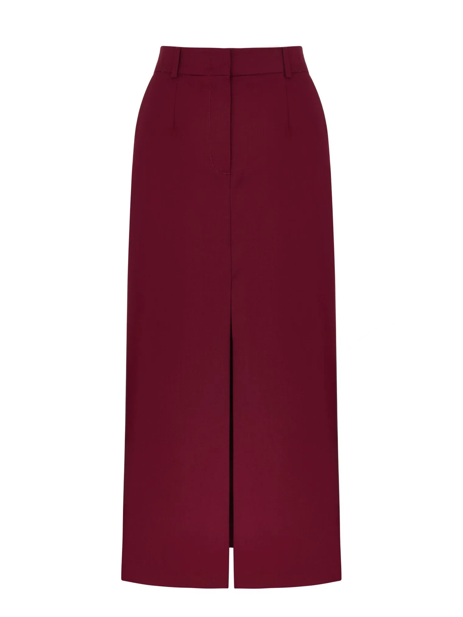 Юбка с разрезом прямого кроя винного цвета фото 8