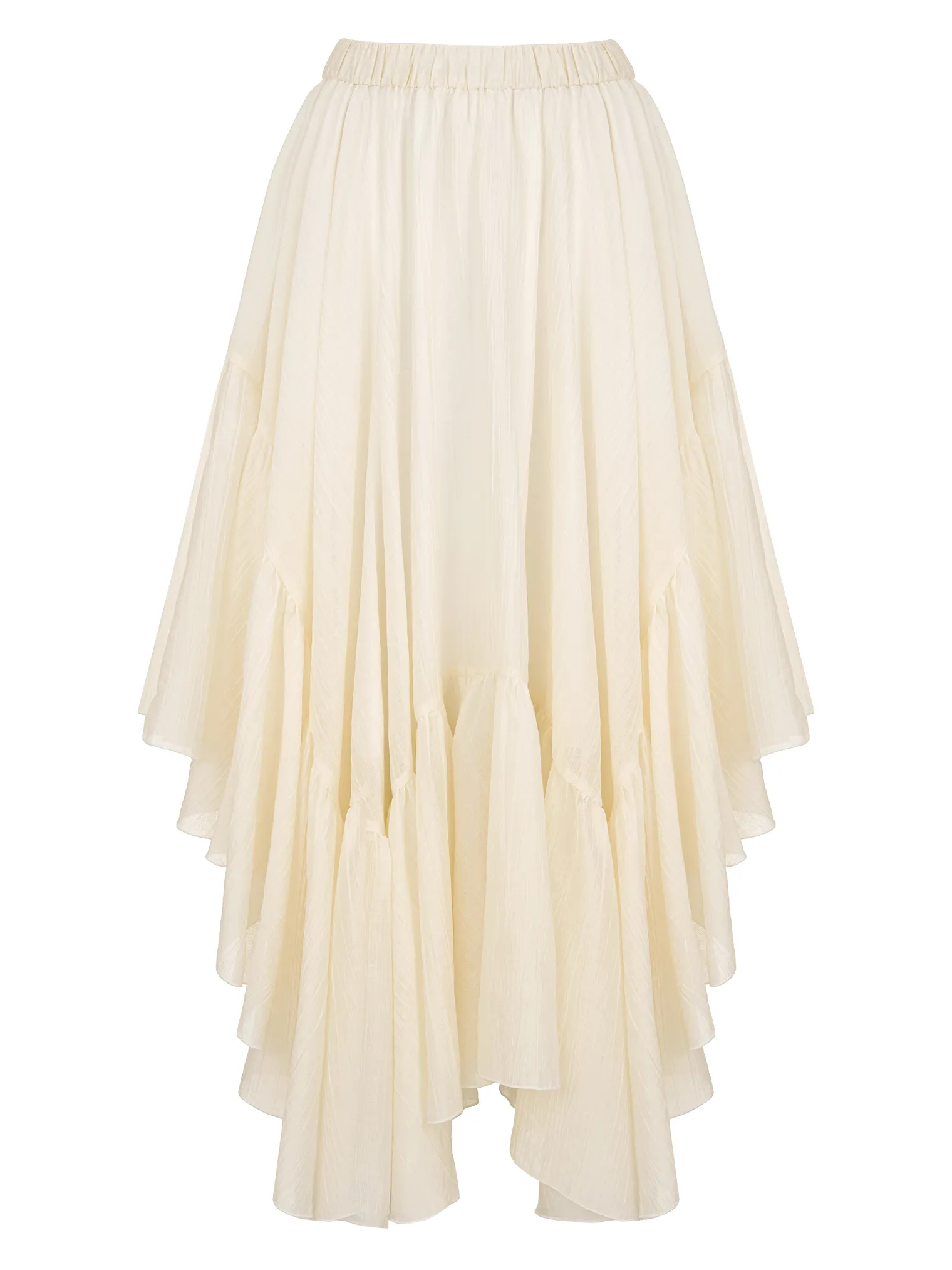 Юбка миди с воланами молочного цвета фото 8