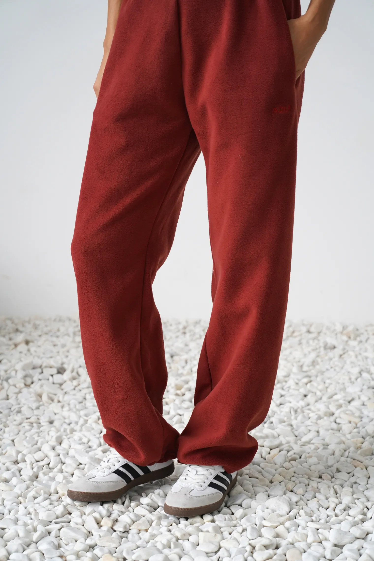 Брюки с карманами из флиса терракотового цвета фото 7