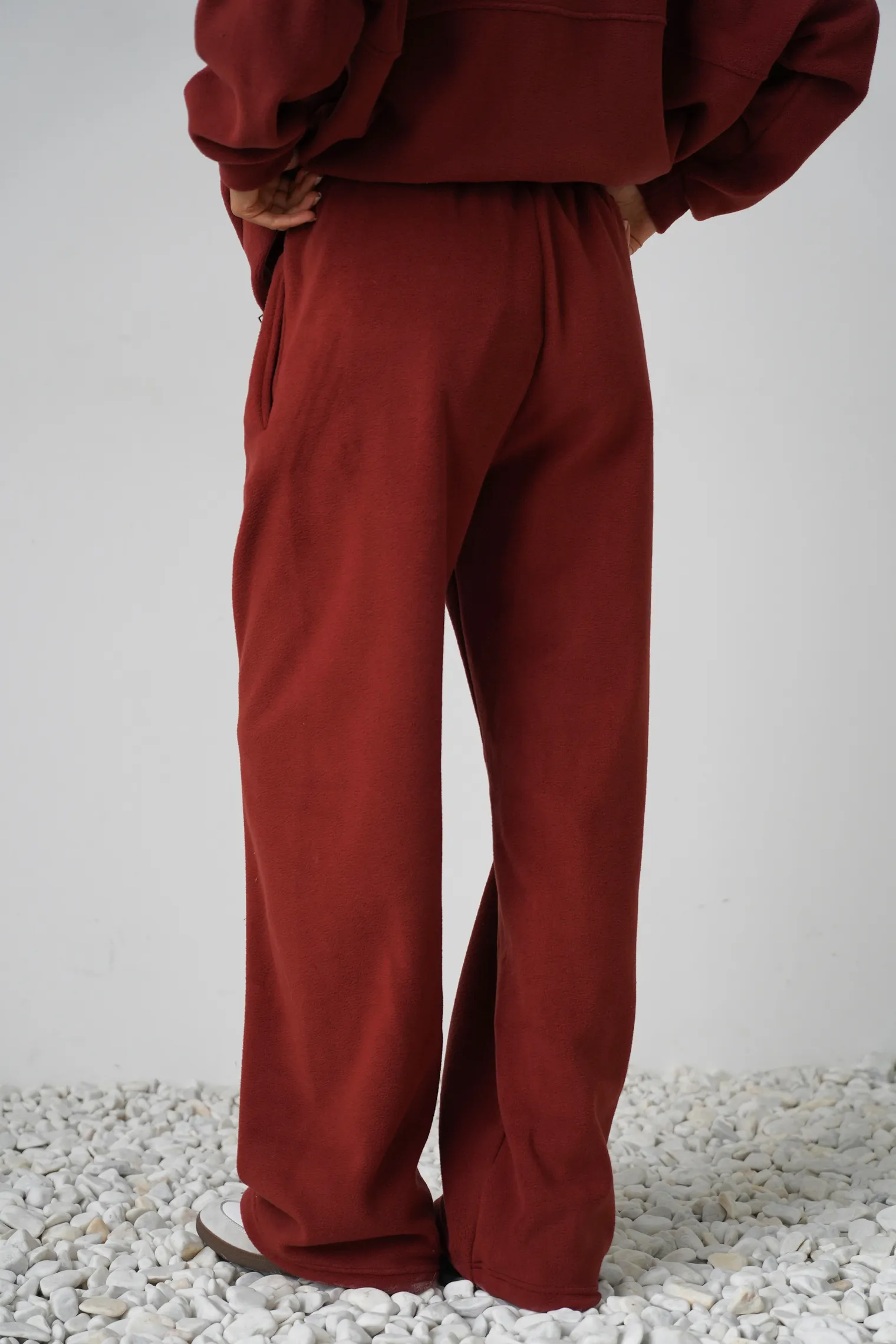 Брюки с карманами из флиса терракотового цвета фото 4