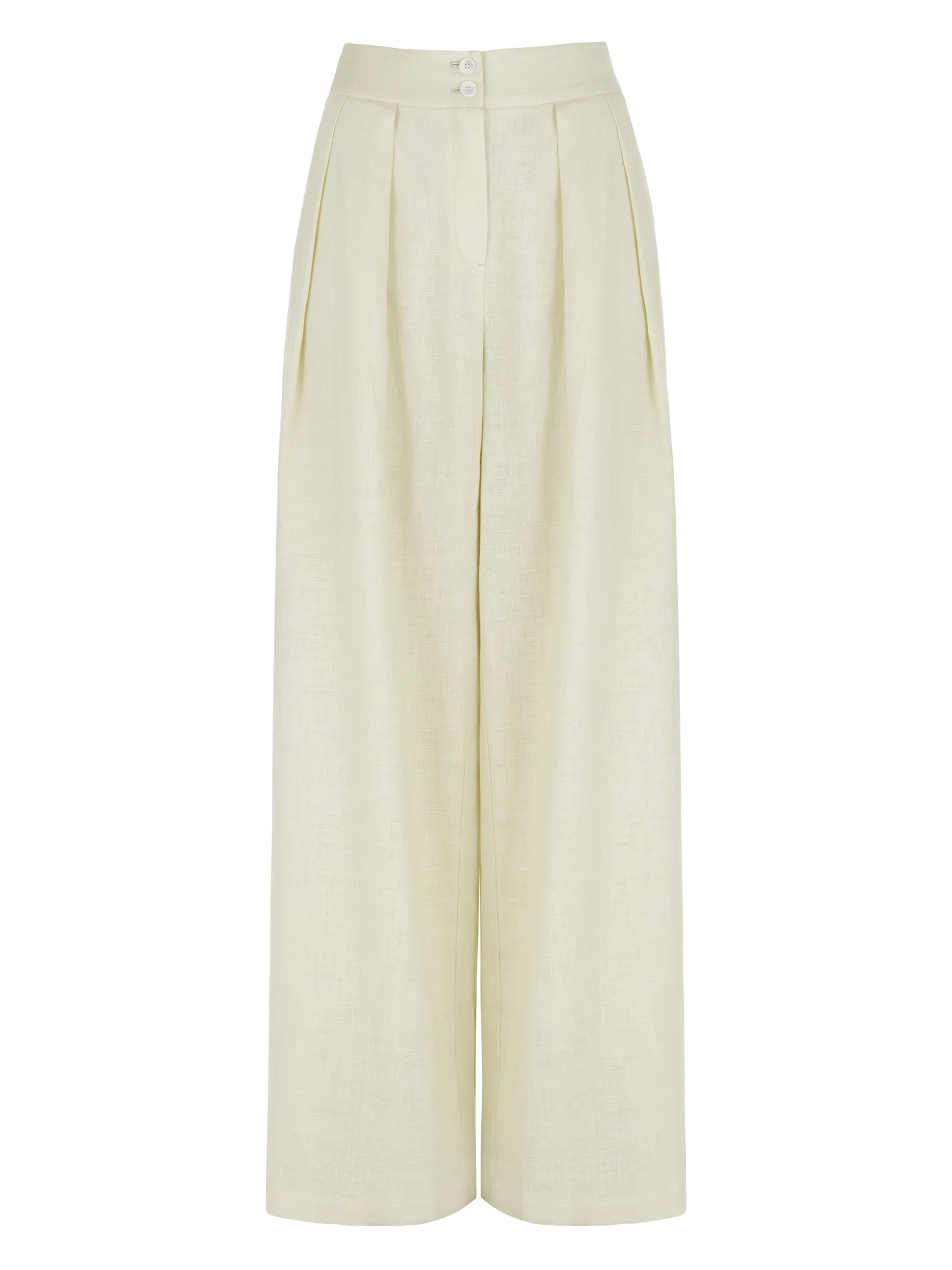 Брюки широкого кроя с завышенной талией со складками цвета тофу фото 6
