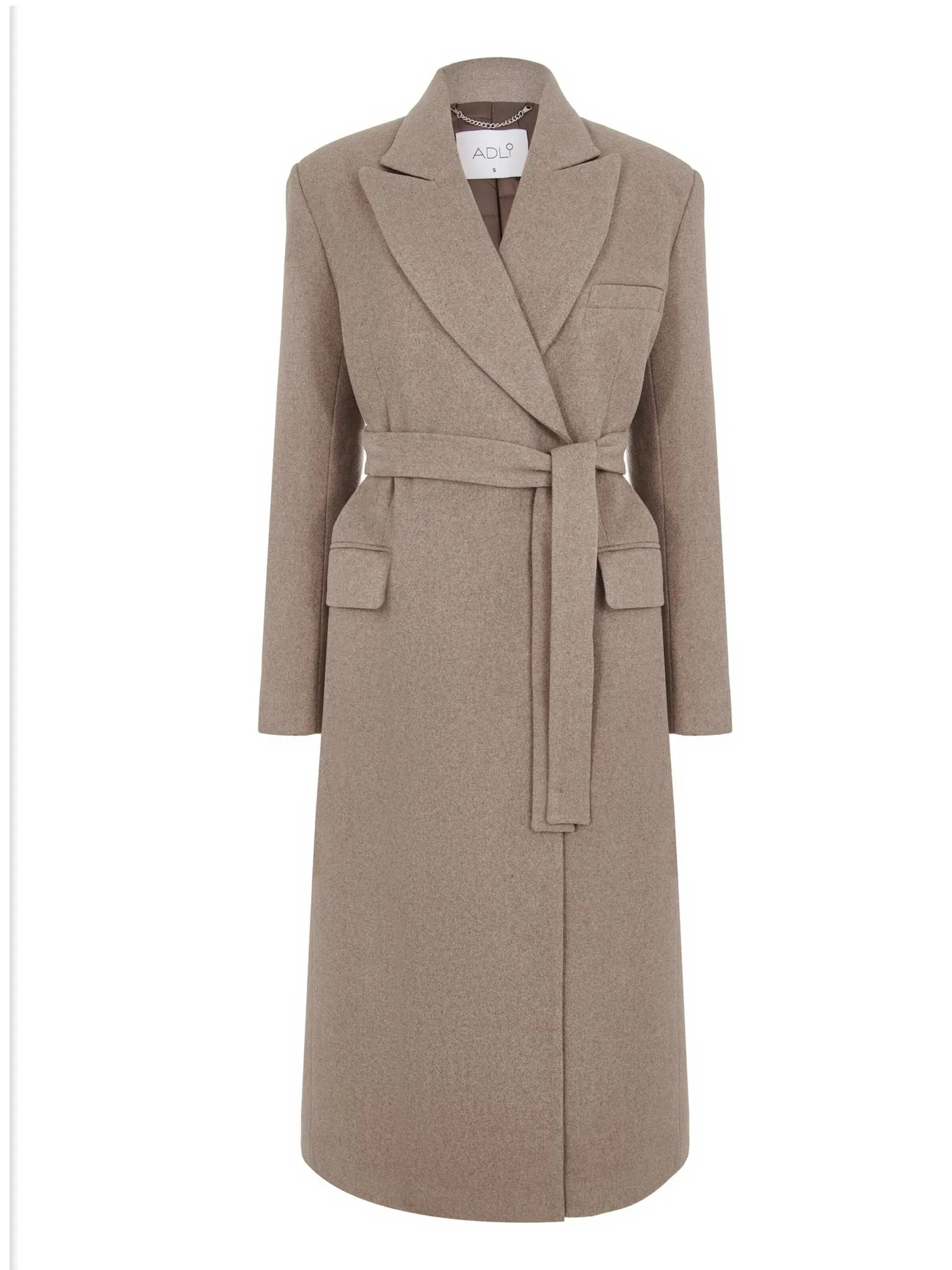 Зимнее двубортное пальто с контрастным воротником бежевого цвета фото 8