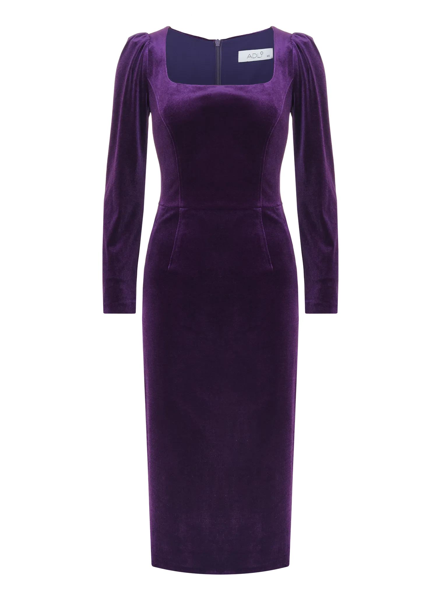 Платье миди из бархата фиолетового цвета фото 1