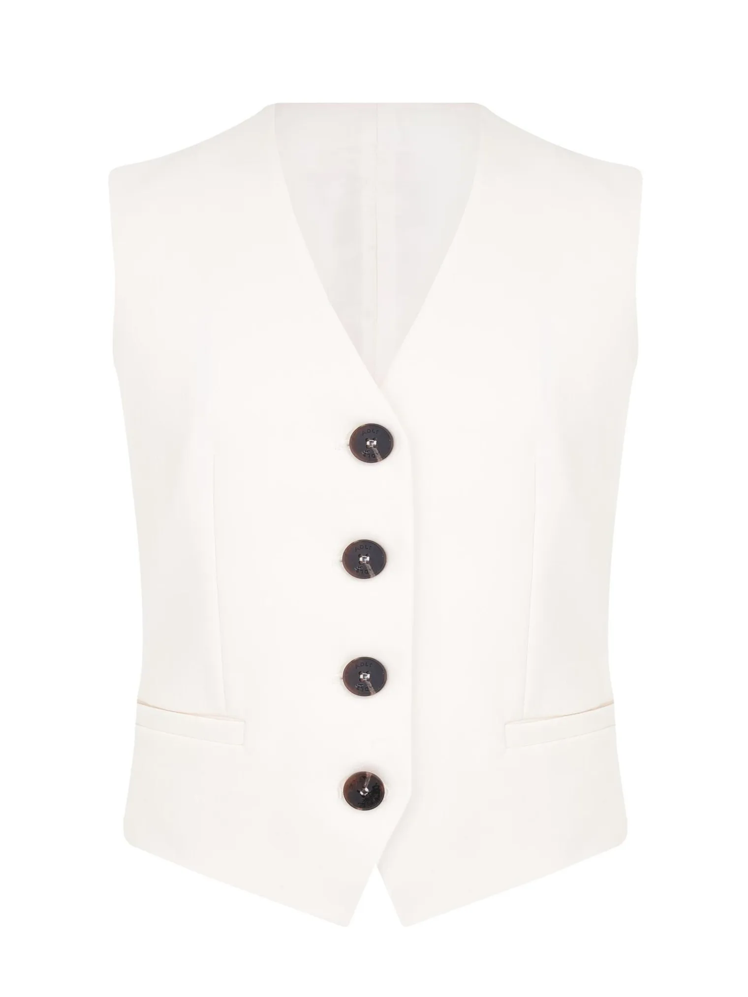 Однобортный жилет с пуговицами цвета тофу фото 8