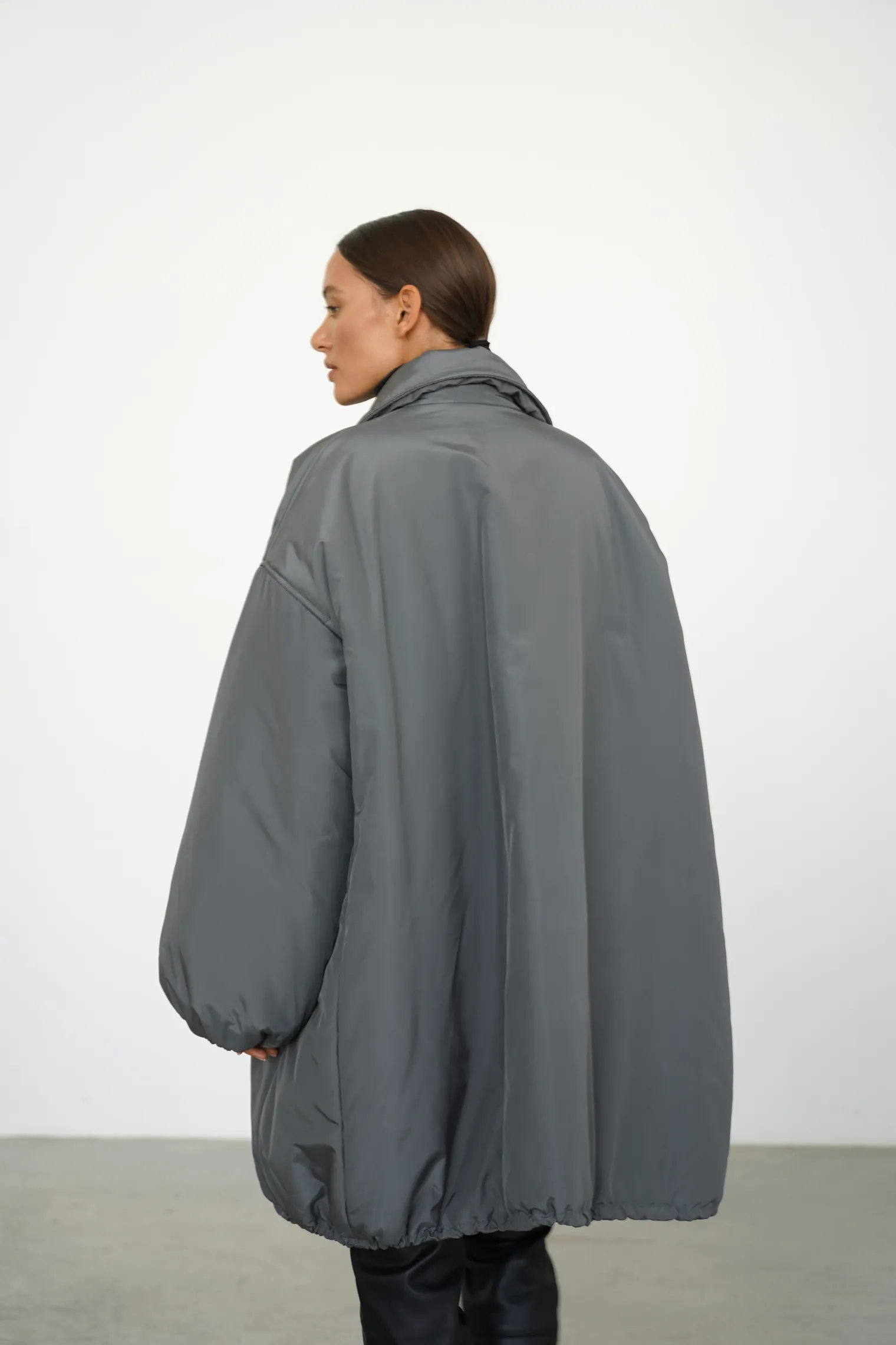 Парка двухсторонняя утепеленная цвета графит/светло-серый фото 4