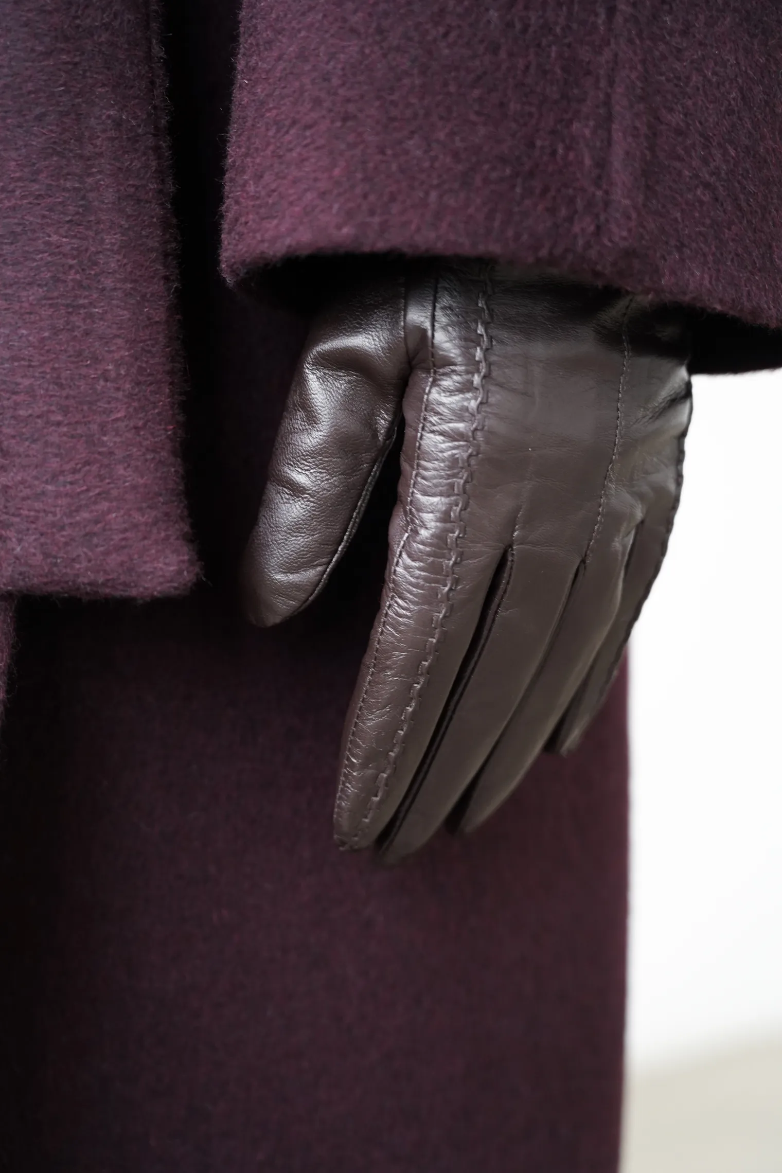 Перчатки из кожи цвета горький шоколад фото 4