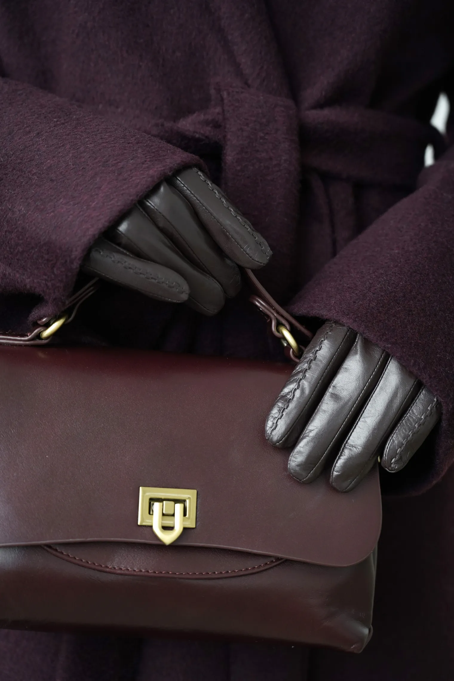 Перчатки из кожи цвета горький шоколад фото 5