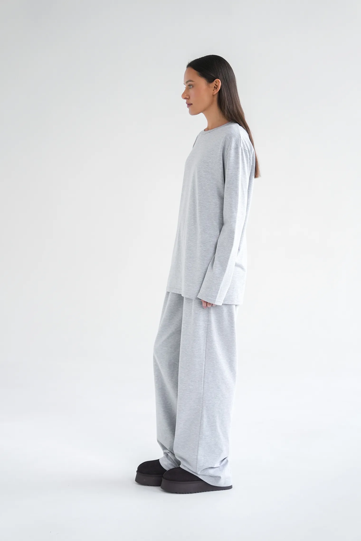 Лонгслив свободного кроя цвета серый меланж фото 7