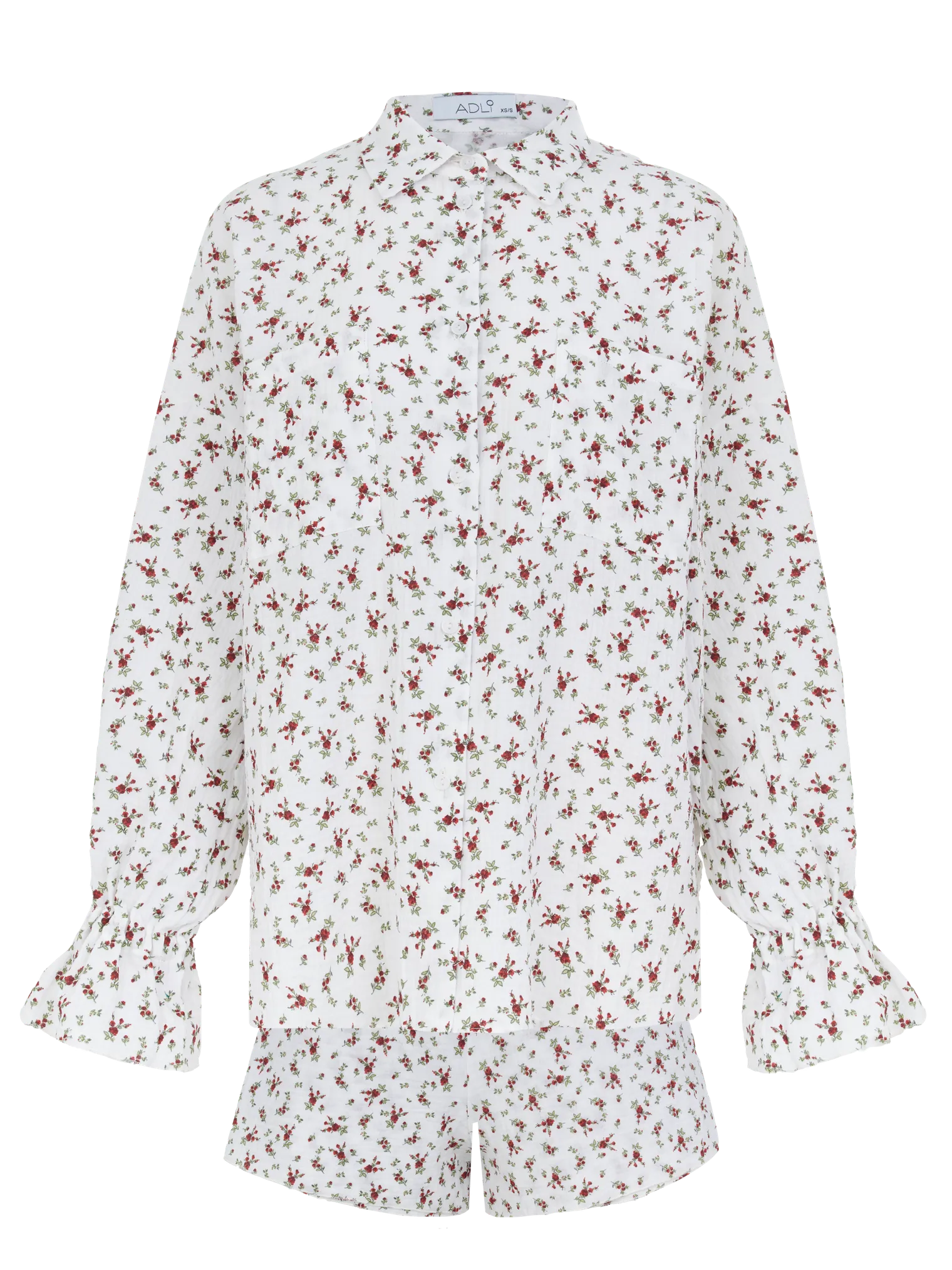 Костюм из муслина: рубашка, шорты в цвете красный бук на айвори фото 1