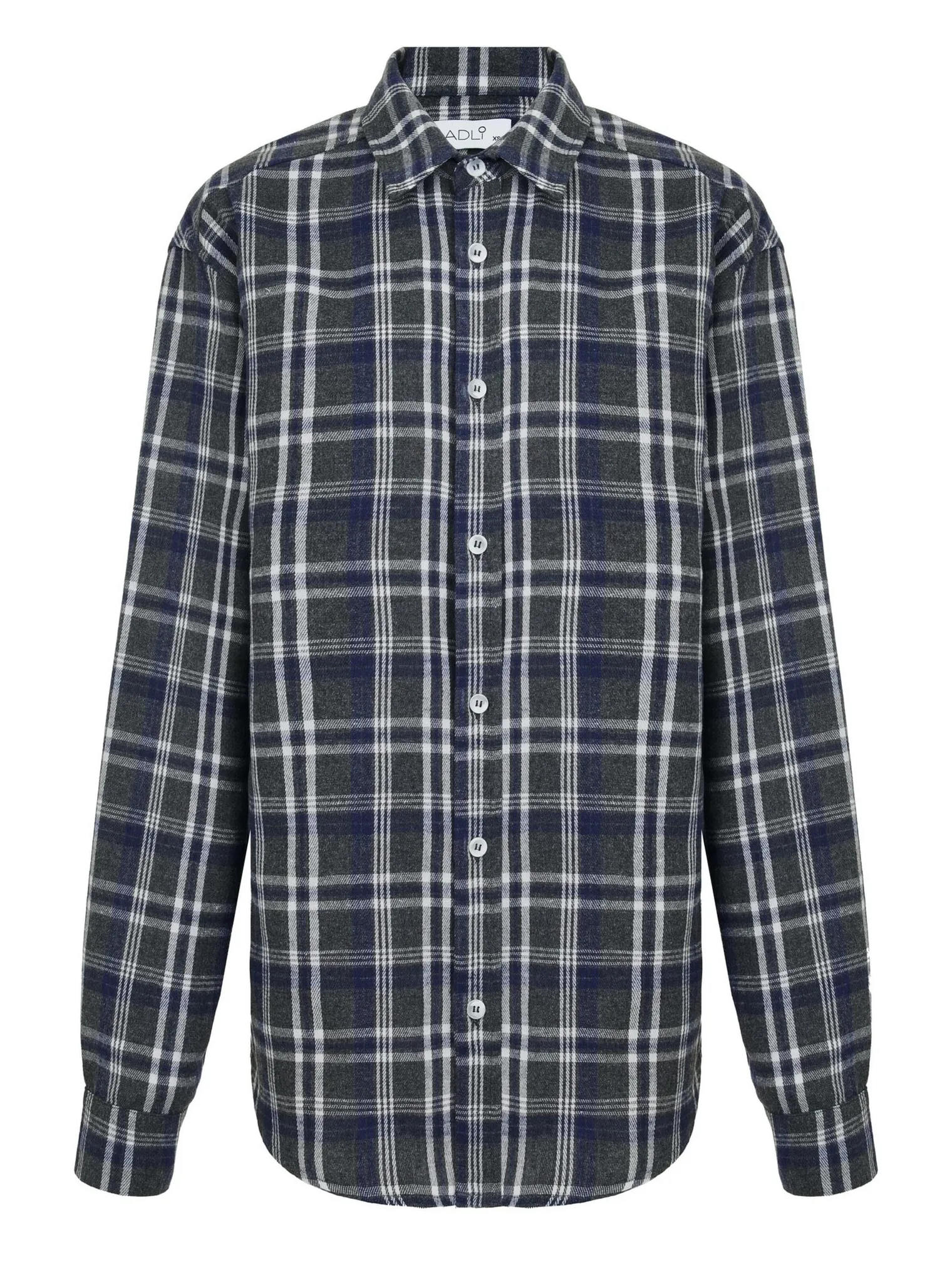 Рубашка мужского кроя в клетку в цвете серый/синий фото 1