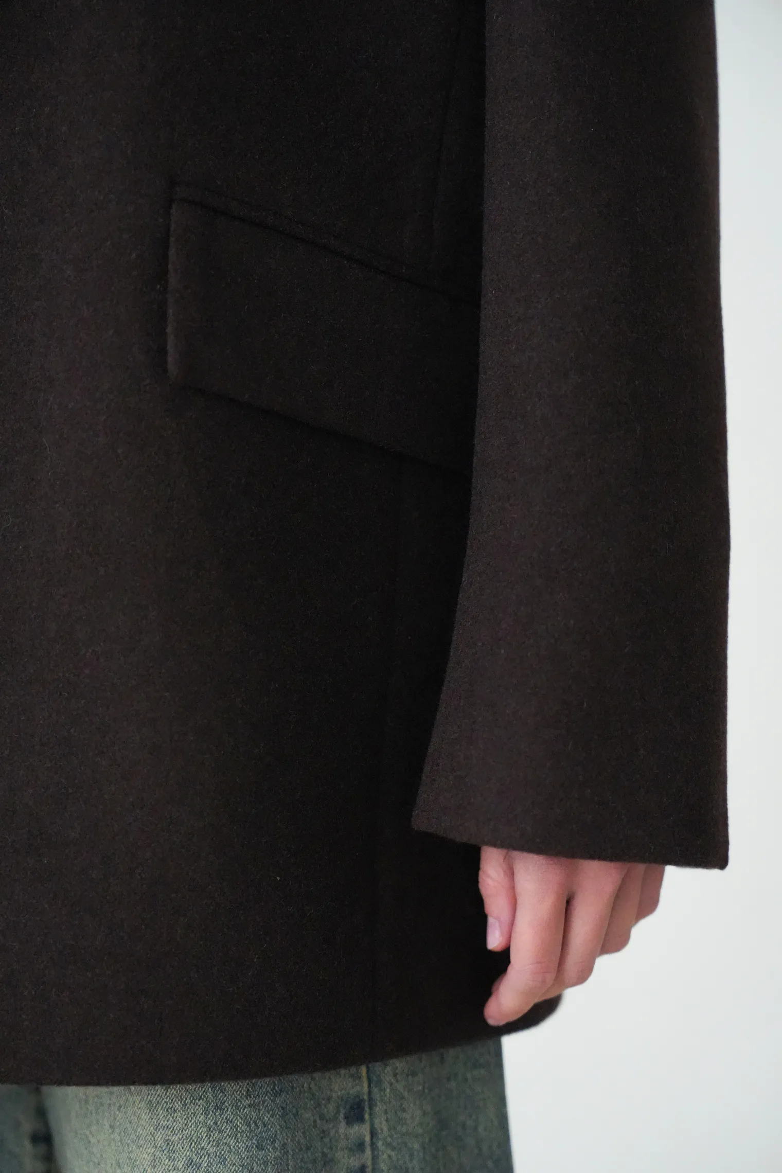 Пальто-жакет однобортное в цвете горький шоколад фото 4