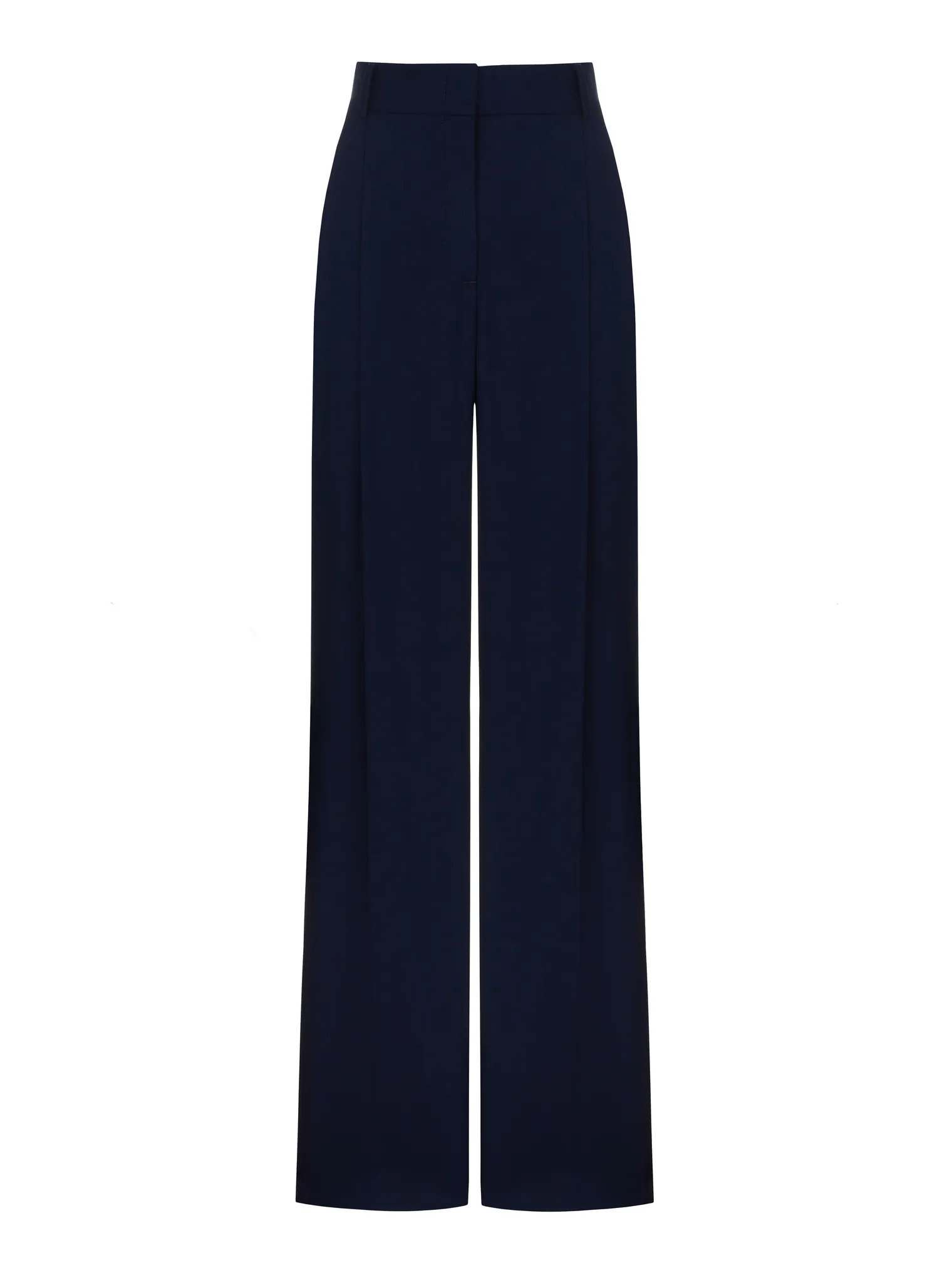 Брюки с завышенной талией прямого кроя тёмно-синего цвета фото 7