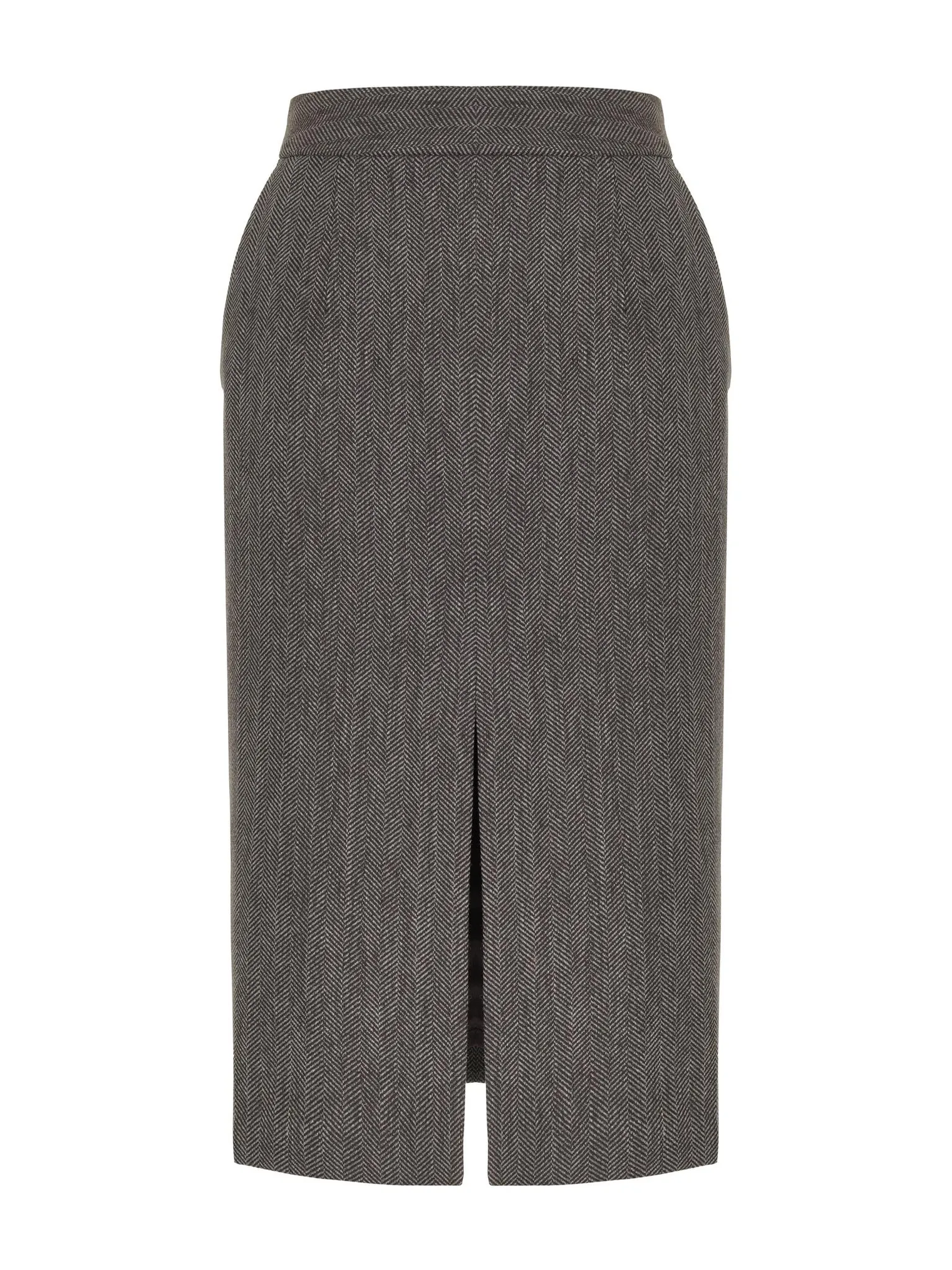 Юбка с разрезом из шерсти в цвете коричневый/серый в ёлочку фото 9