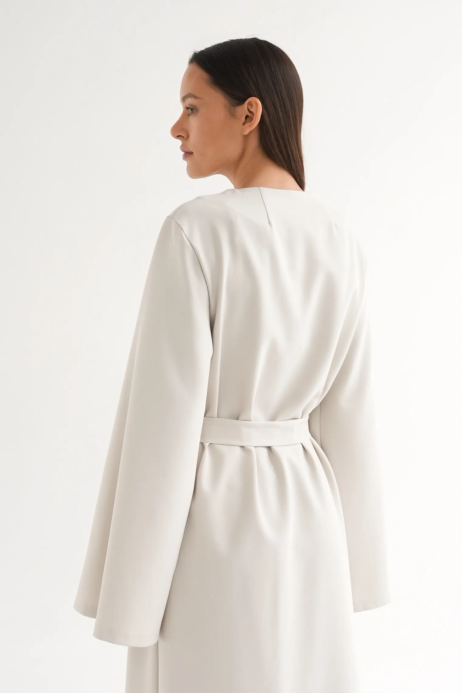 Платье миди с поясом цвета айвори фото 7