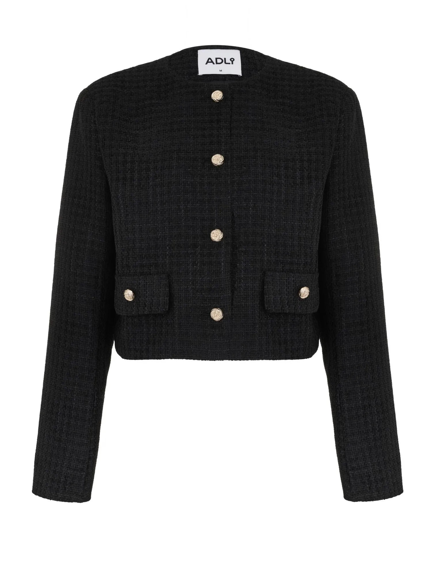 Жакет укороченный из твидовой ткани чёрного цвета фото 7