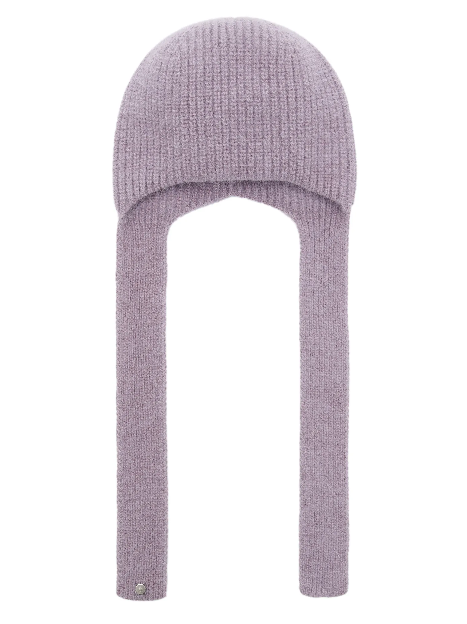 Капор крупной вязки лилового цвета фото 1