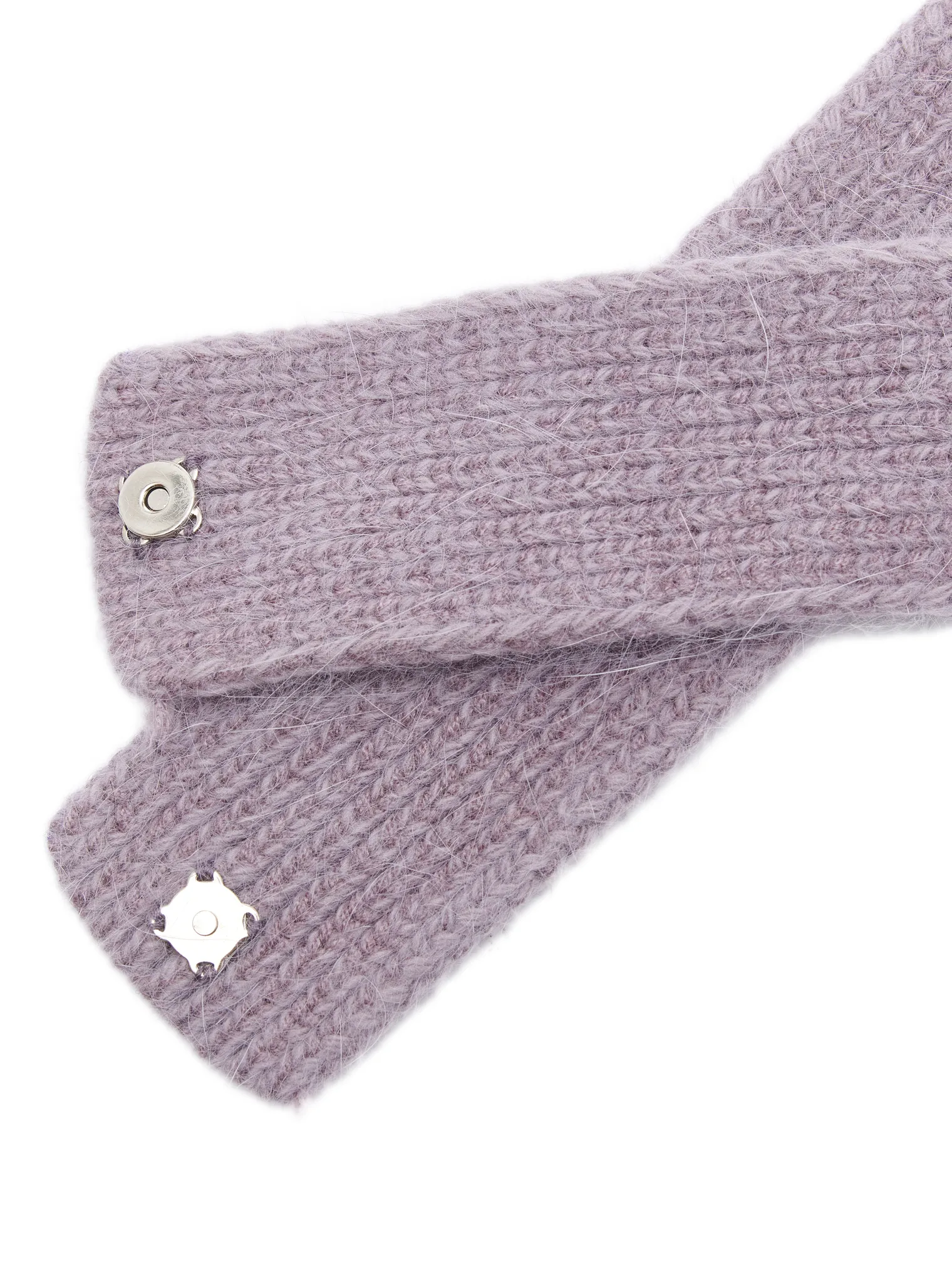 Капор крупной вязки лилового цвета фото 2