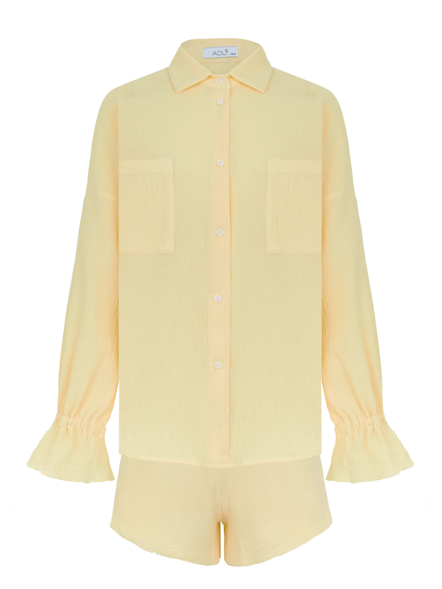 Костюм из муслина: рубашка, шорты цвета молочный лимон фото 1